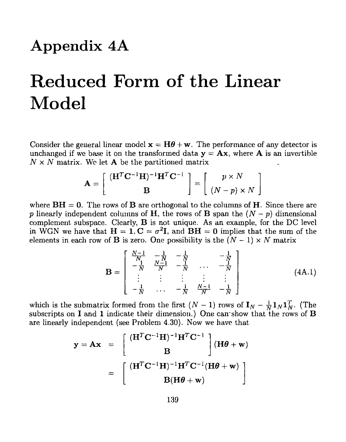 Appendix 4A Reduced From of the Linear Model