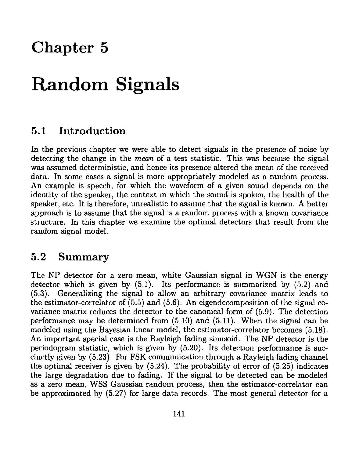 5 Random signals
5.2 Summary