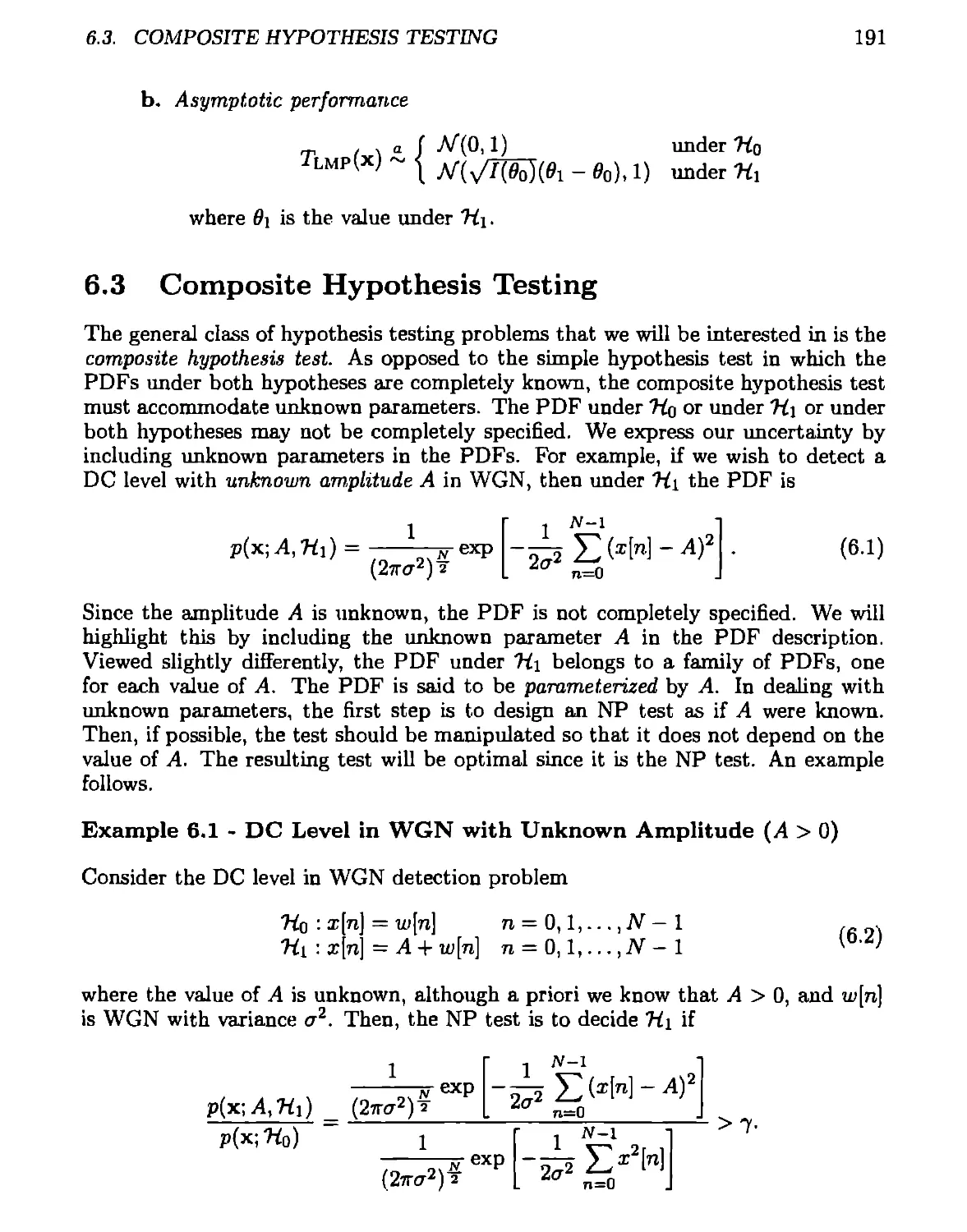 6.3 Composite Hypothesis Testing