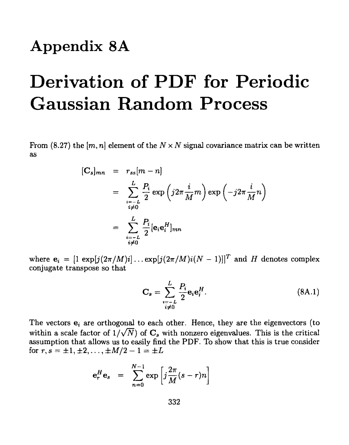 Appendix 8A Derivation of PDF for Periodic Gaussian Random Process
