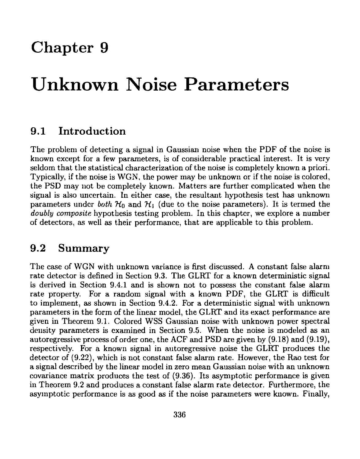 9 Unknown Noise Parameters
9.2 Summary