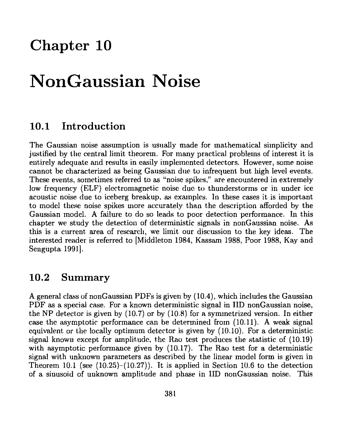 10 NonGaussian Noise
10.2 Summary