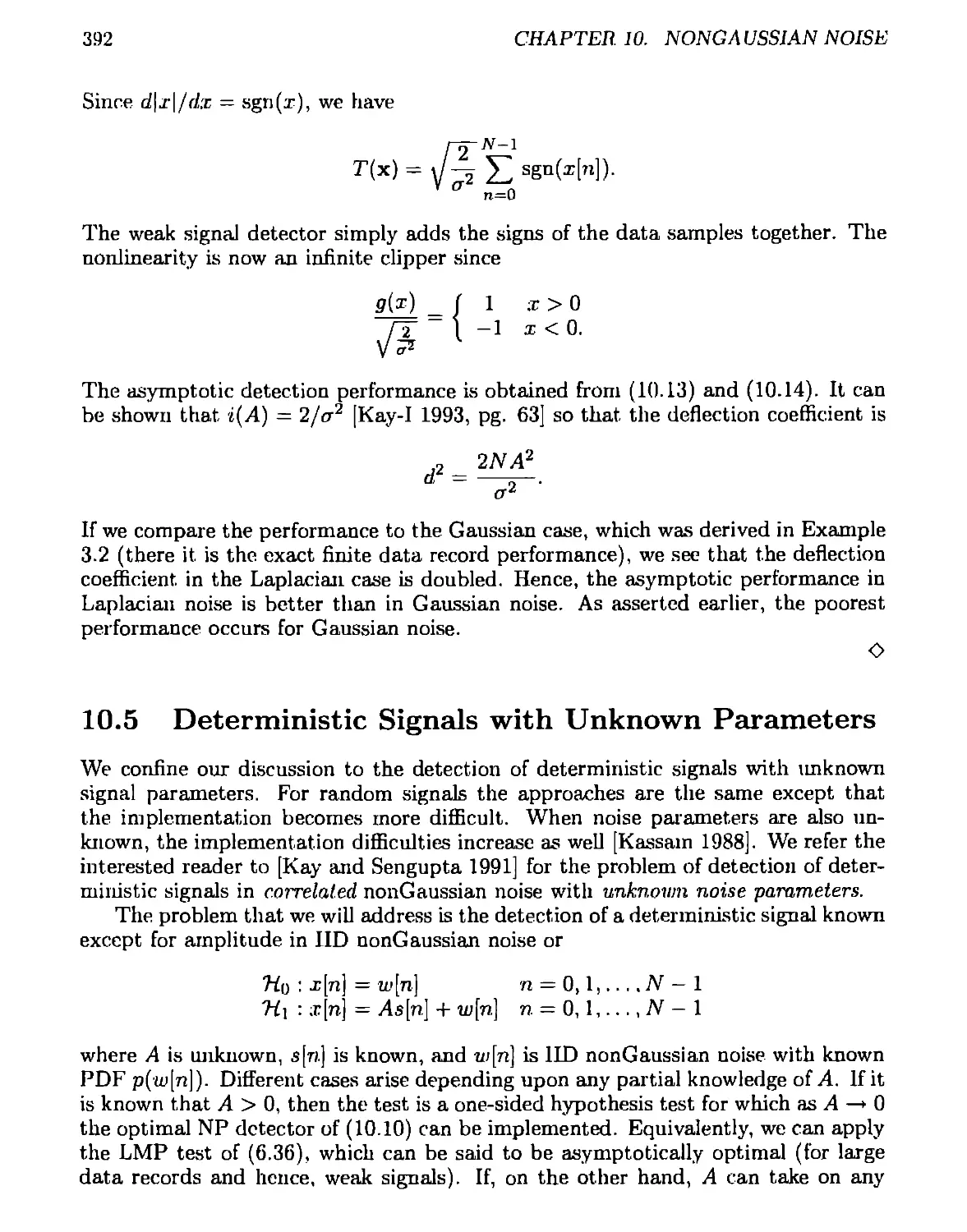 10.5 Deterministic Signals with Unknown Parameters