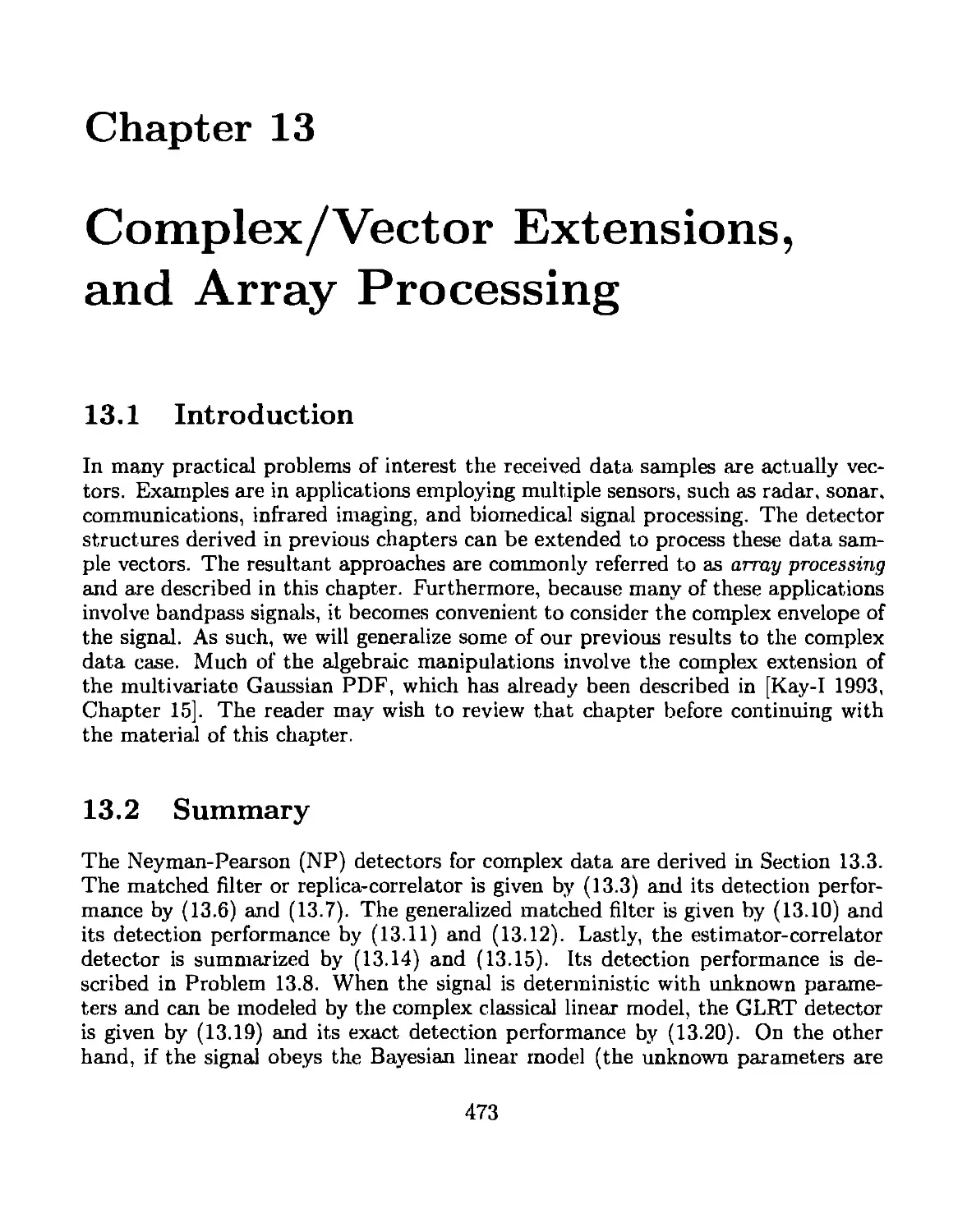 13 Complex/Vector extensions, and array Processing
13.2 Summary