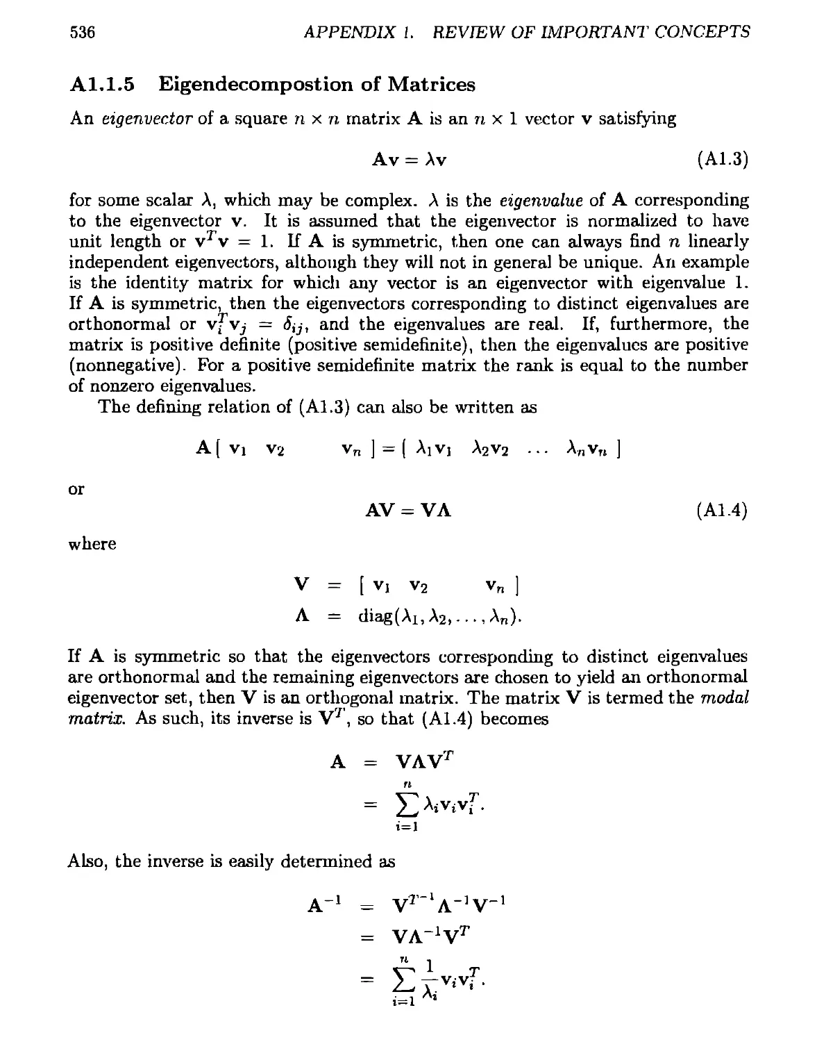 A.1.1.5 Eigendecomposition of Matrices