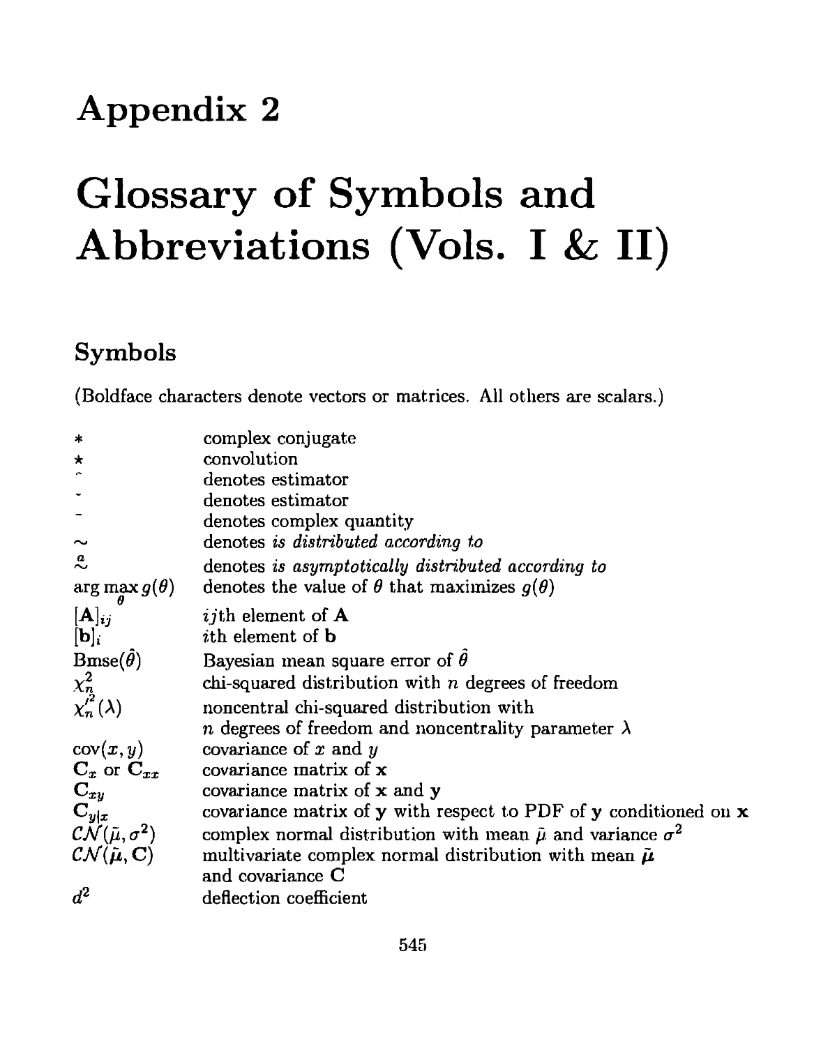 Appendix 2 Glossary of symbols and Abbreviations