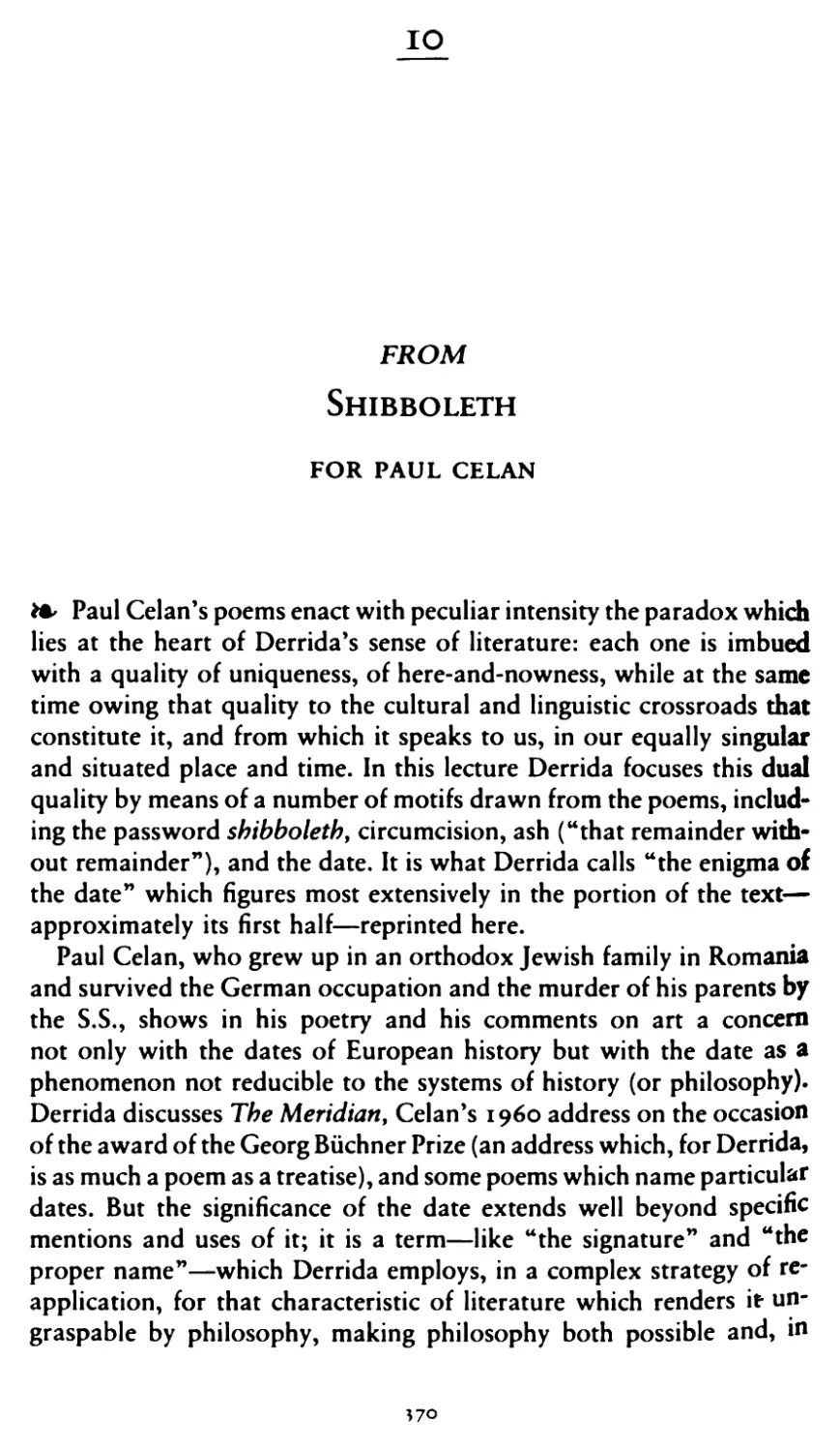 10.From Shibboleth: For Paul Celan