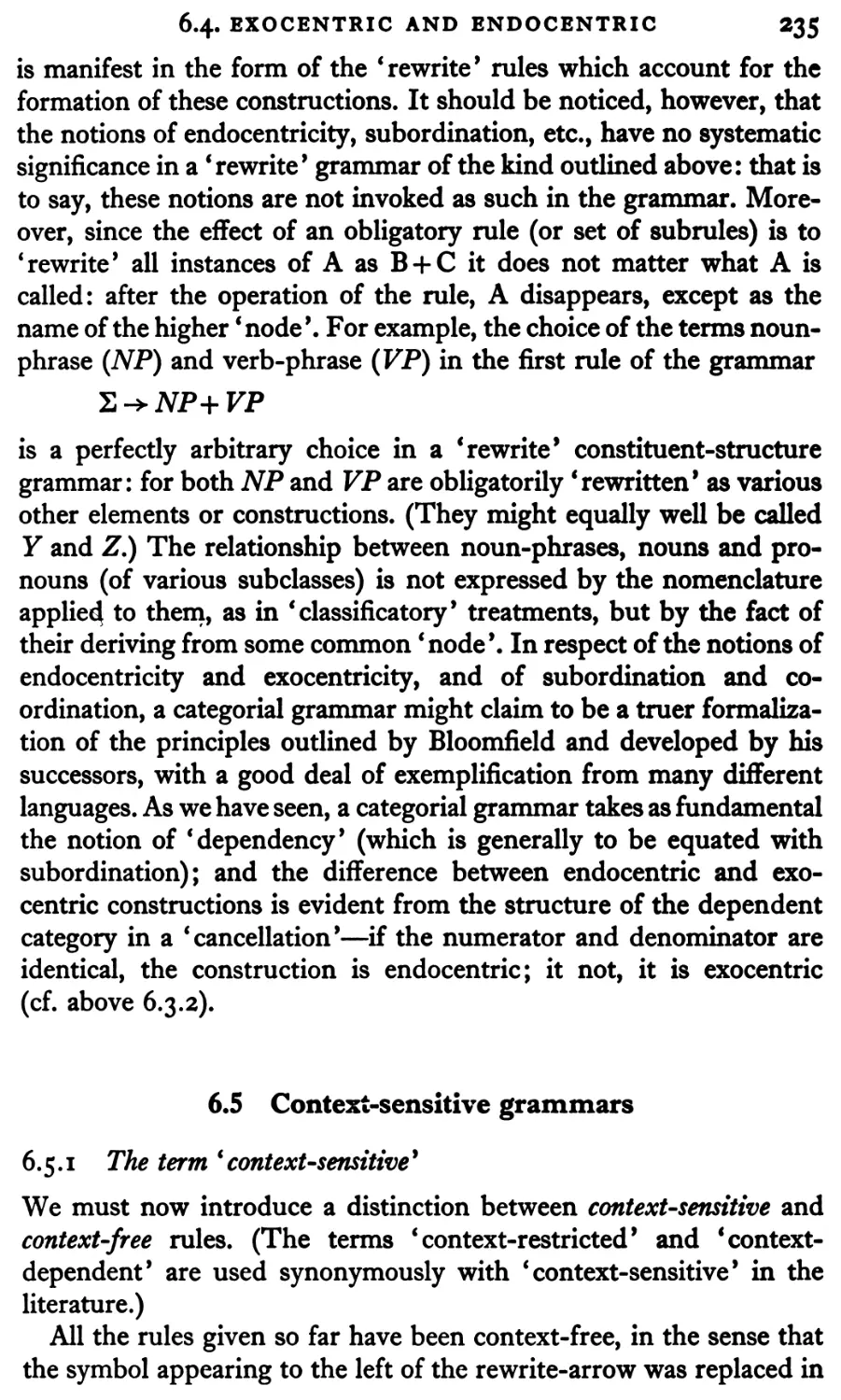 6.5 Context-sensitive grammars