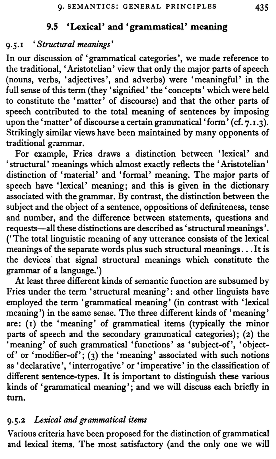 9.5 ‘Lexical’ and ‘grammatical’ meaning