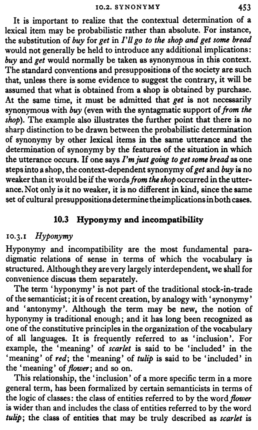 10.3 Hypmymy and incompatibility