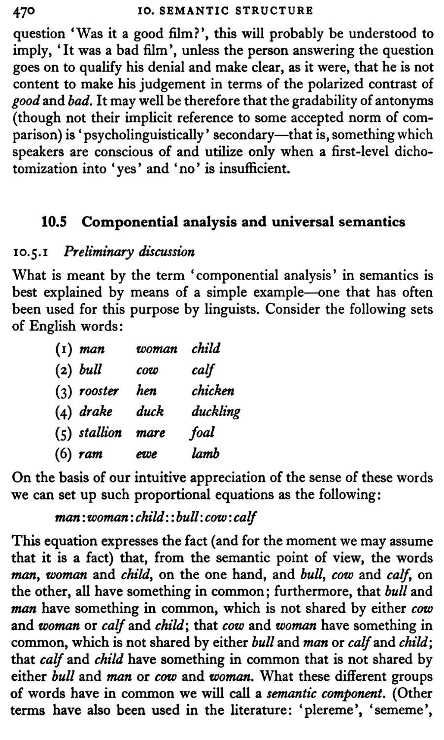 10.5 Componential analysis and universal semantics