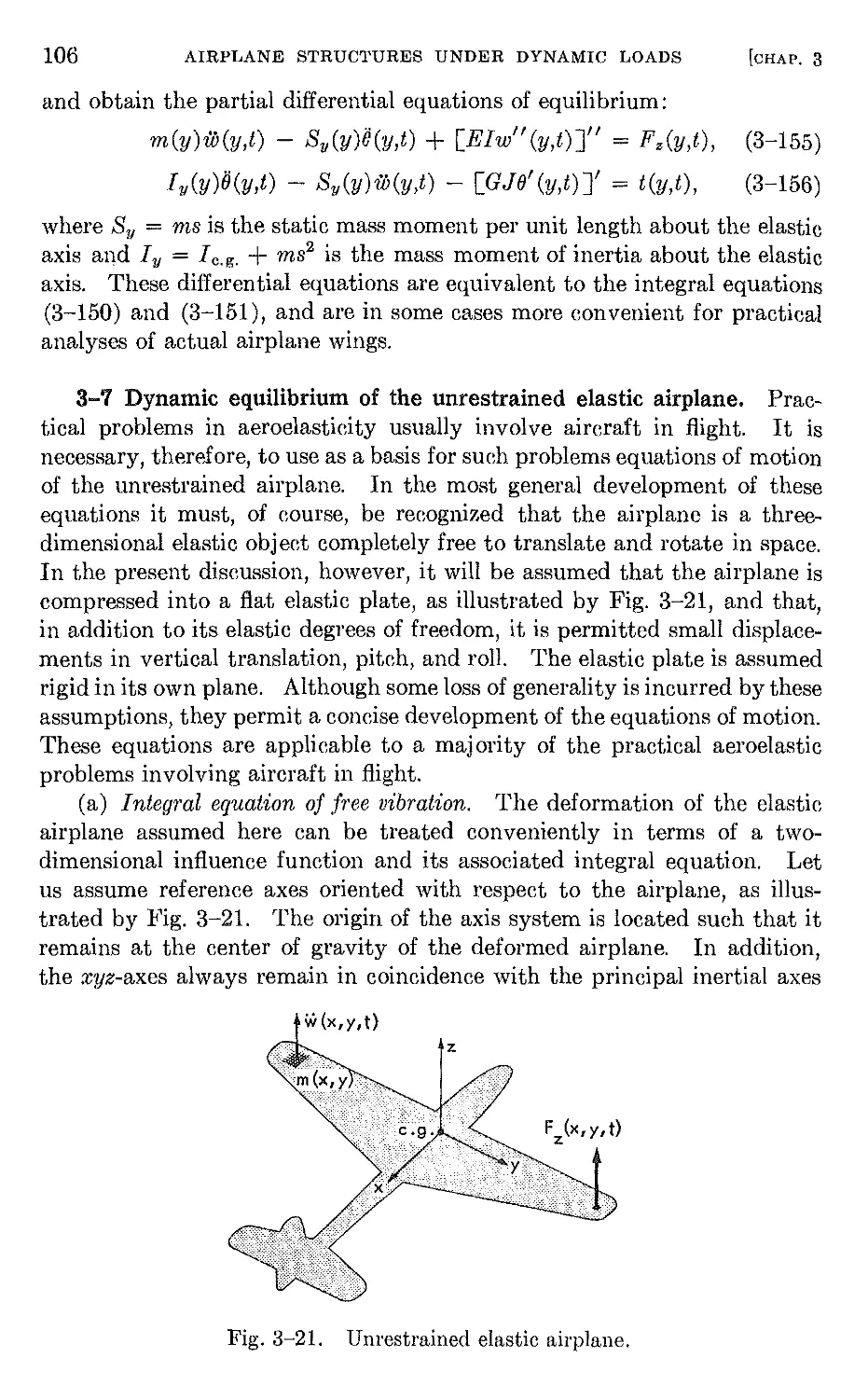 3.7 Dynamic equilibrium of the unrestrained elastic airplane