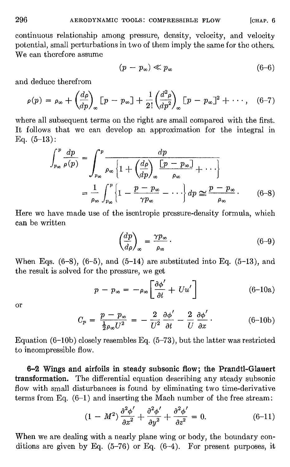 6.2 Wings and airfoils in steady subsonic flow; the Prandtl-Glauert transformation