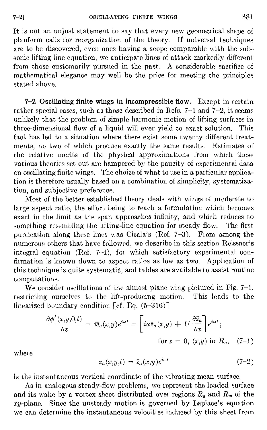 7.2 Oscillating finite wings in incompressible flow