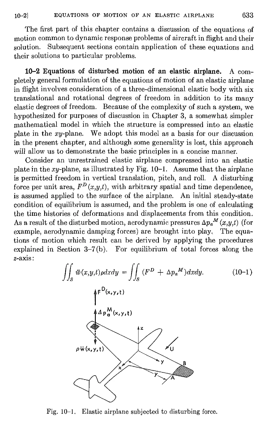 10.2 Equations of disturbed motion of an elastic airplane