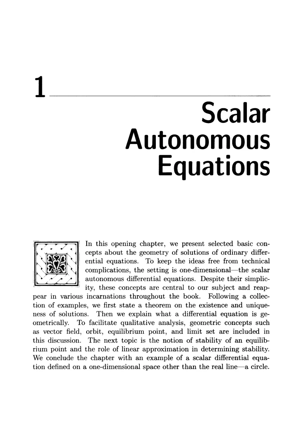 Chapter 1. Scalar Autonomous Equations