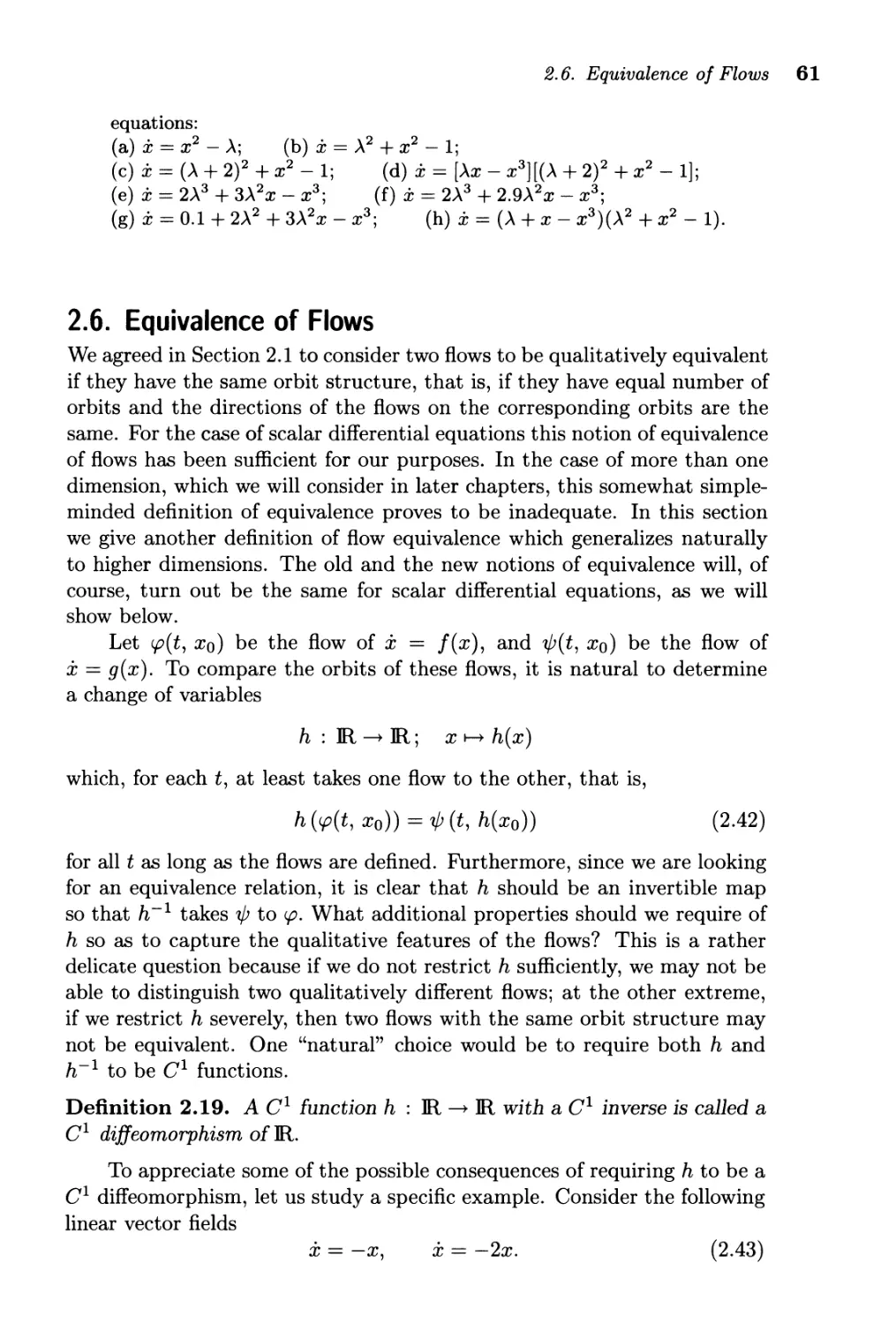 2.6. Equivalence of Flows