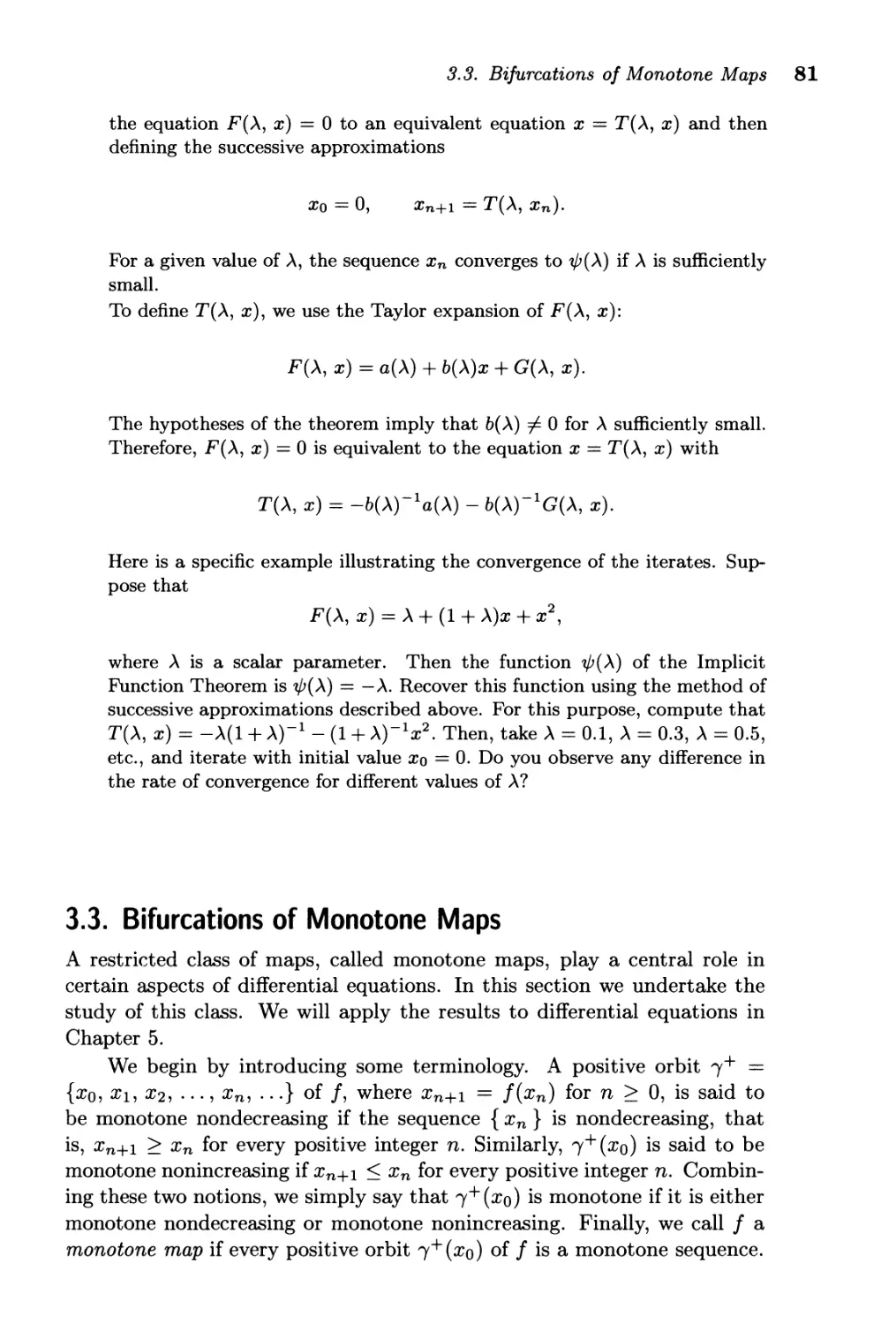 3.3. Bifurcations of Monotone Maps