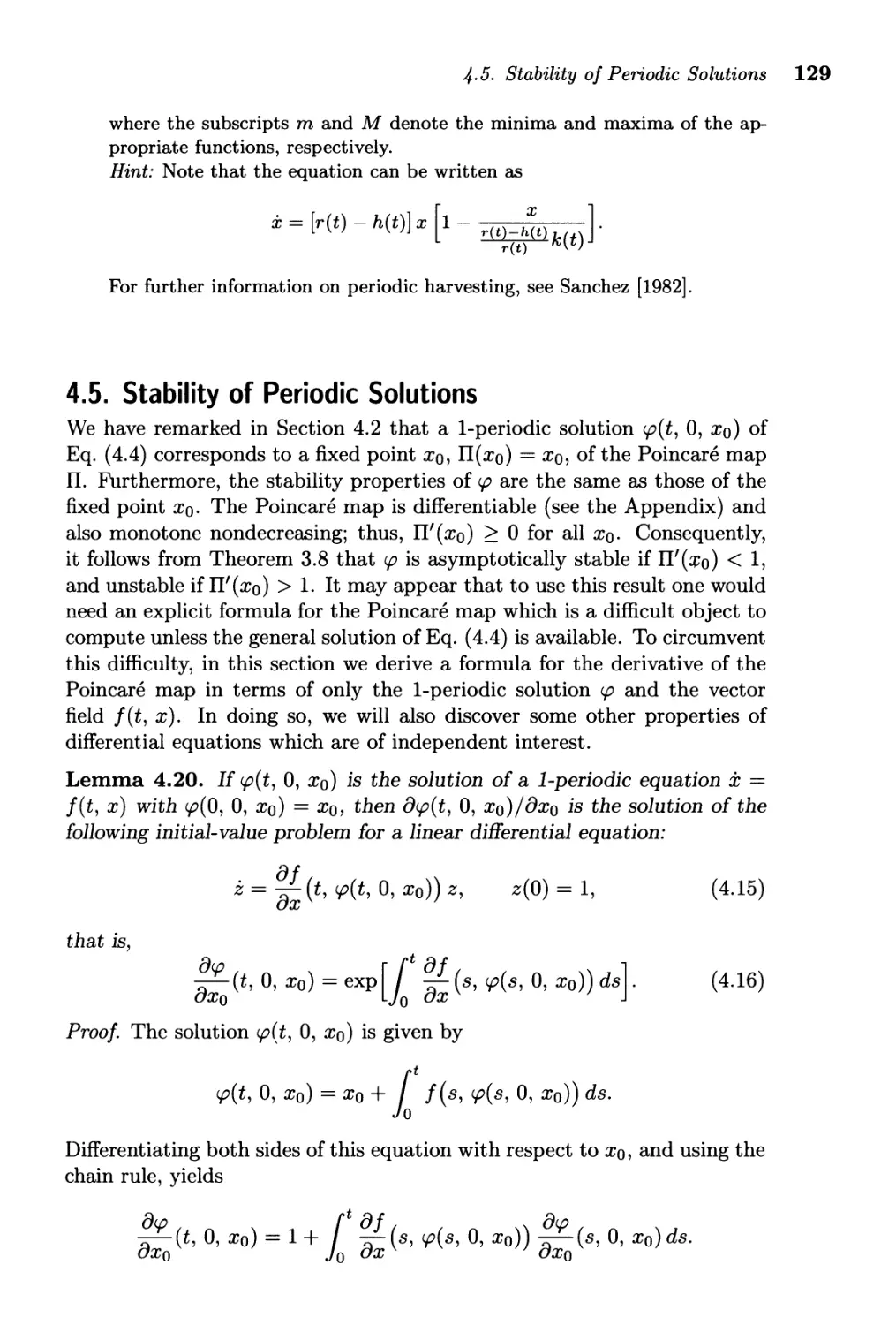 4.5. Stability of Periodic Solutions