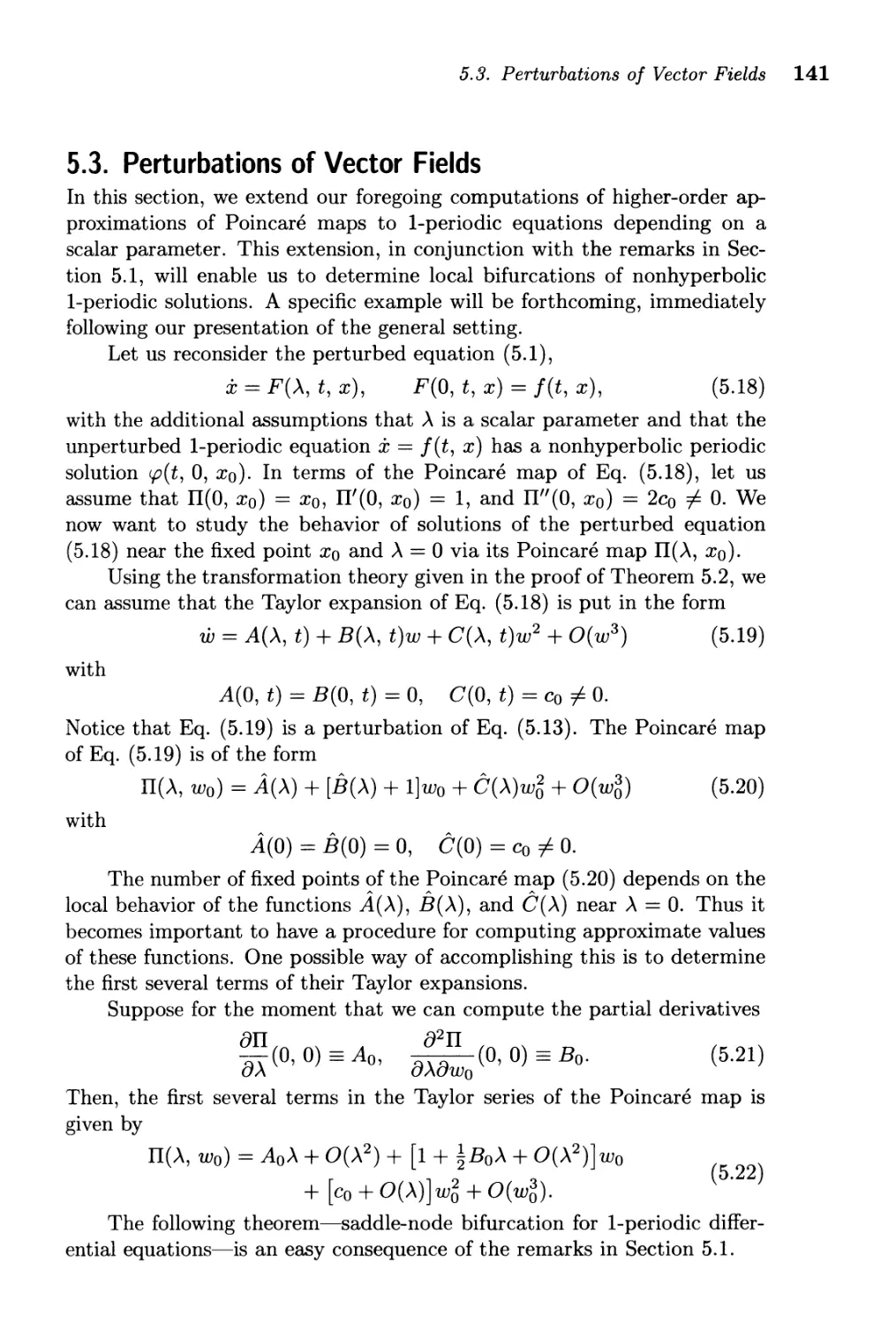 5.3. Perturbations of Vector Fields