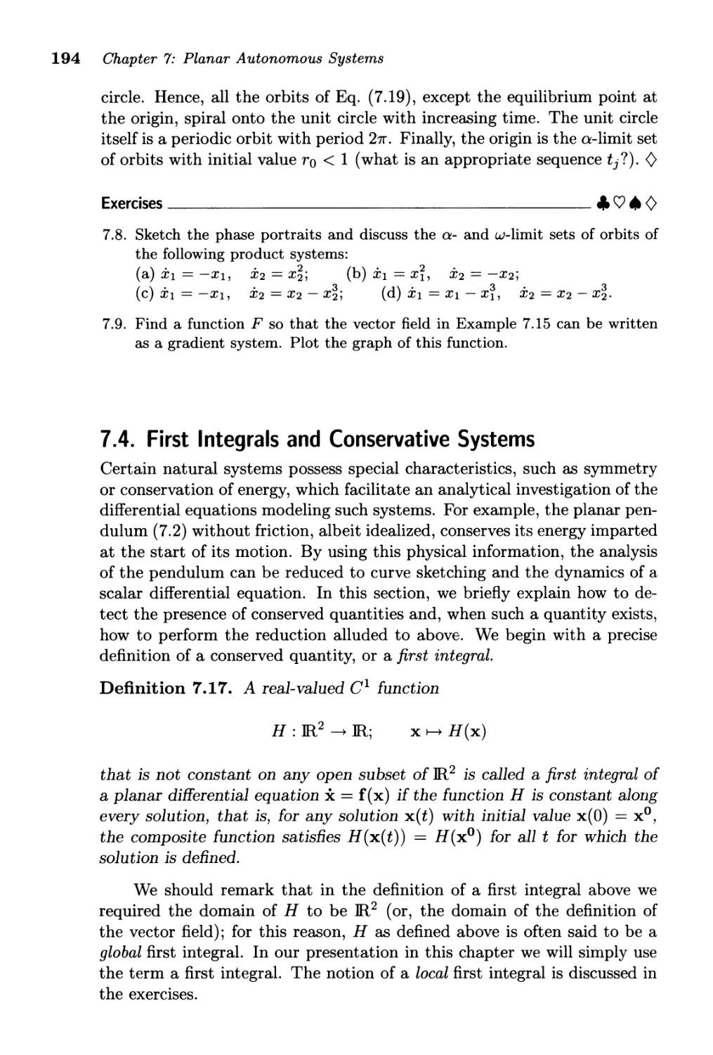 7.4. First Integrals and Conservatjve Systems