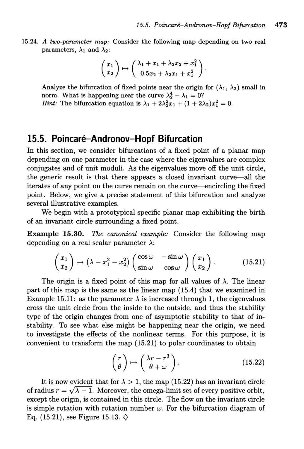15.5. Poincaré-Andronov-Hopf Bifurcation