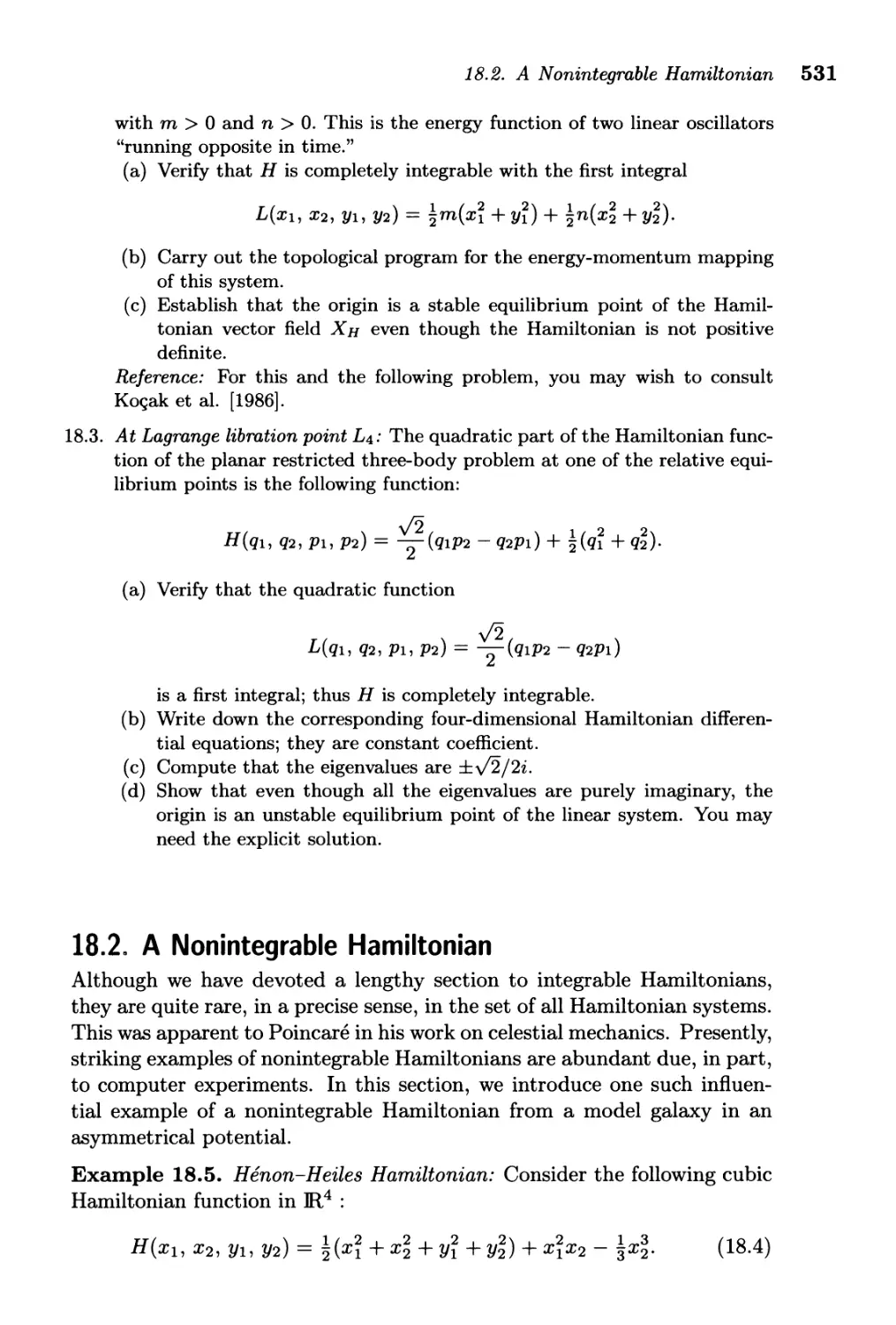 18.2. A Nonintegrable Hamiltonian
