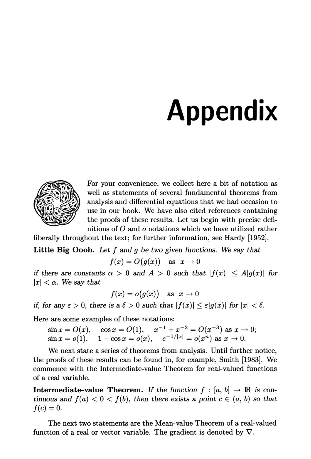 APPENDIX: A Catalogue of Fundamental Theorems
