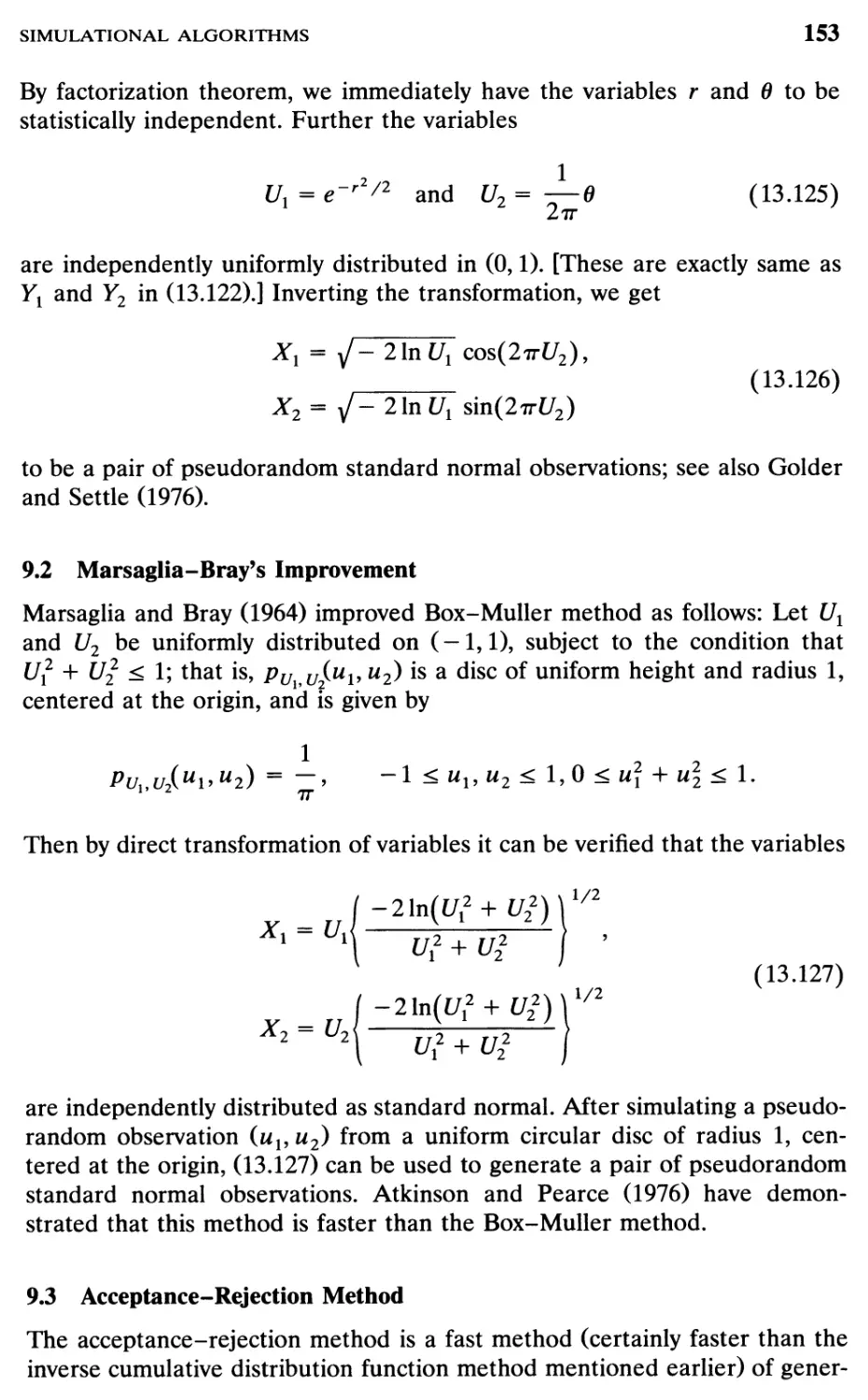 9.2 Marsaglia-Bray’s Improvement, 153
9.3 Acceptance-Rejection Method, 153