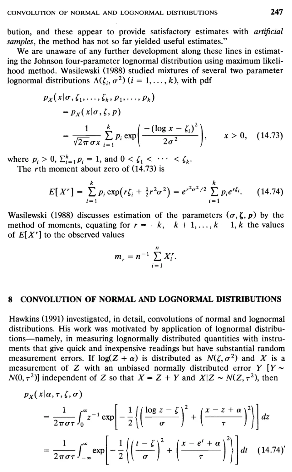 8 Convolution of Normal and Lognormal Distributions, 247