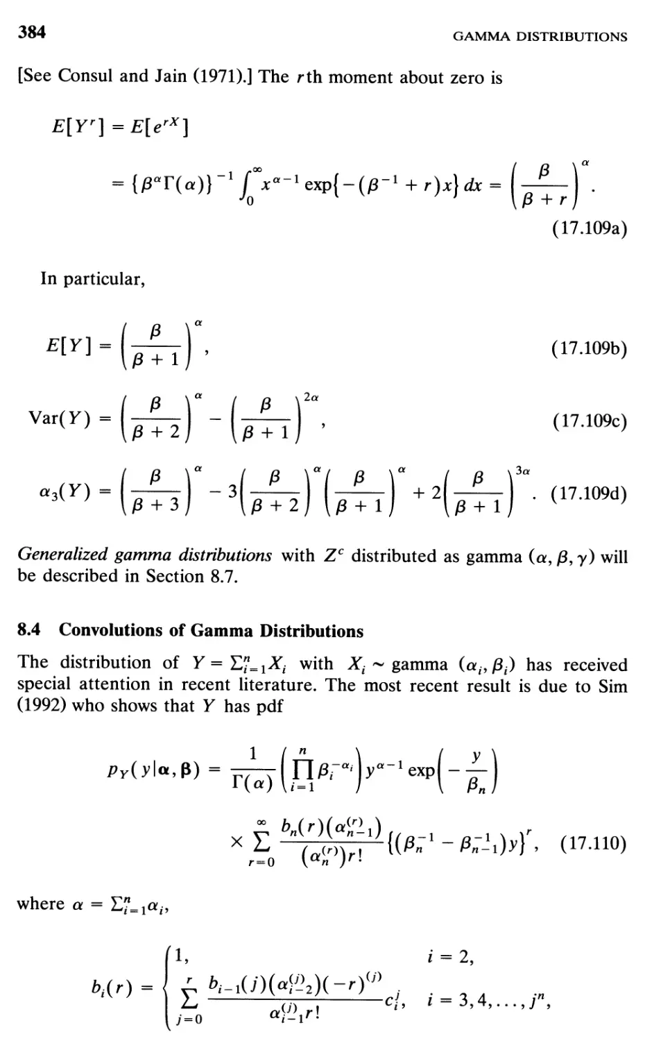 8.4 Convolutions of Gamma Distributions, 384