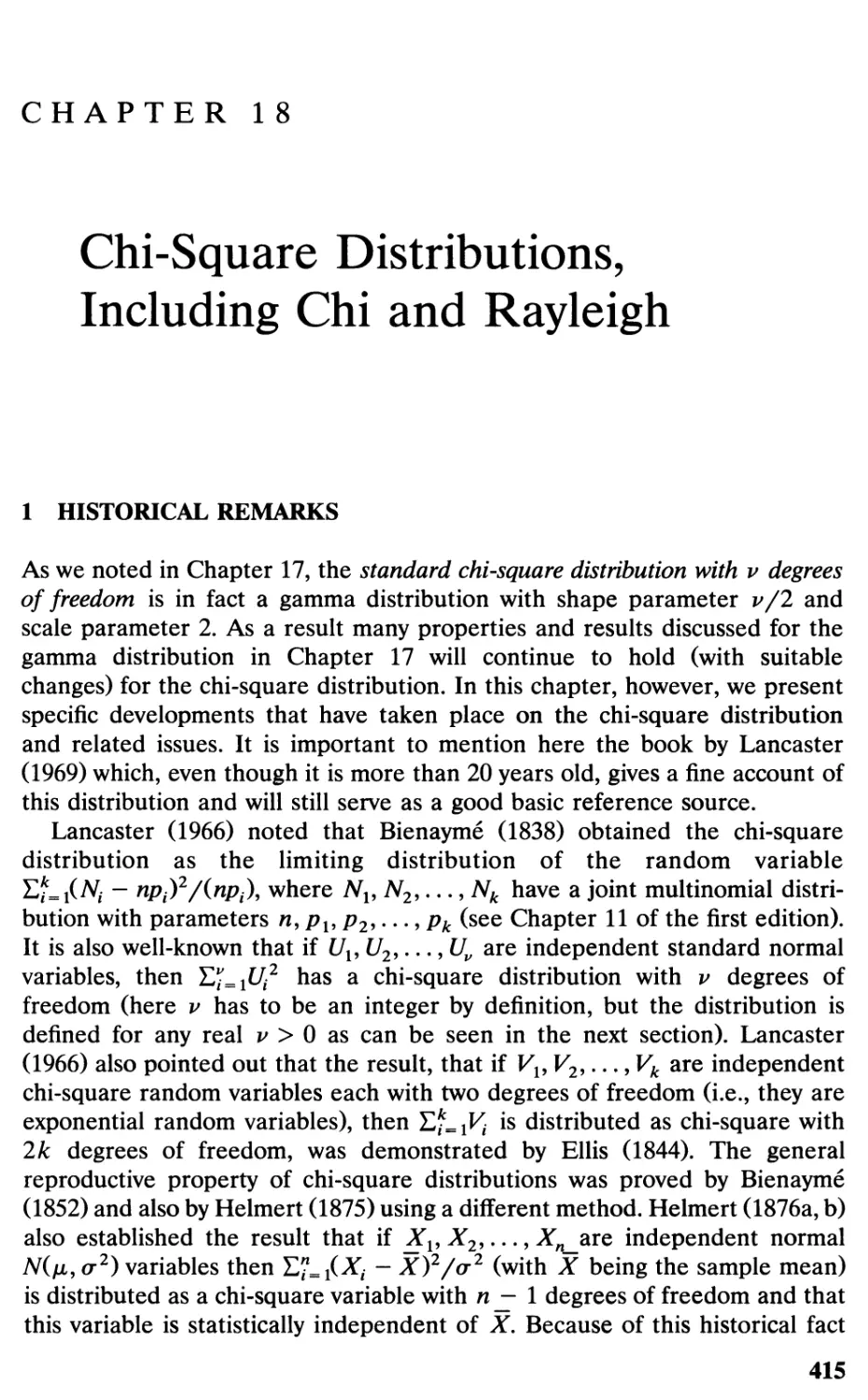 18 Chi-Square Distributions Including Chi and Rayleigh 415