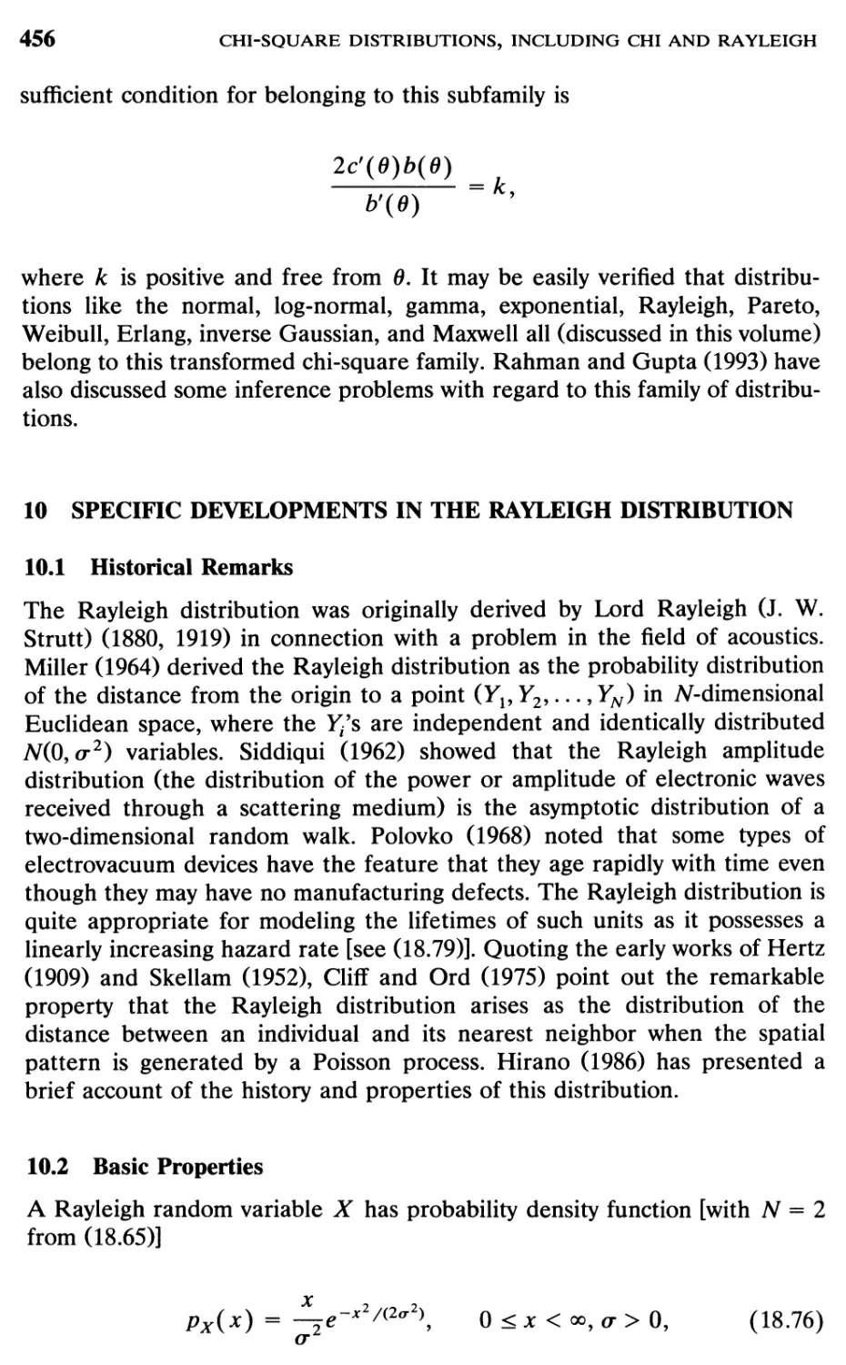 10 Specific Developments in the Rayleigh Distribution, 456
10.2 Basic Properties, 456