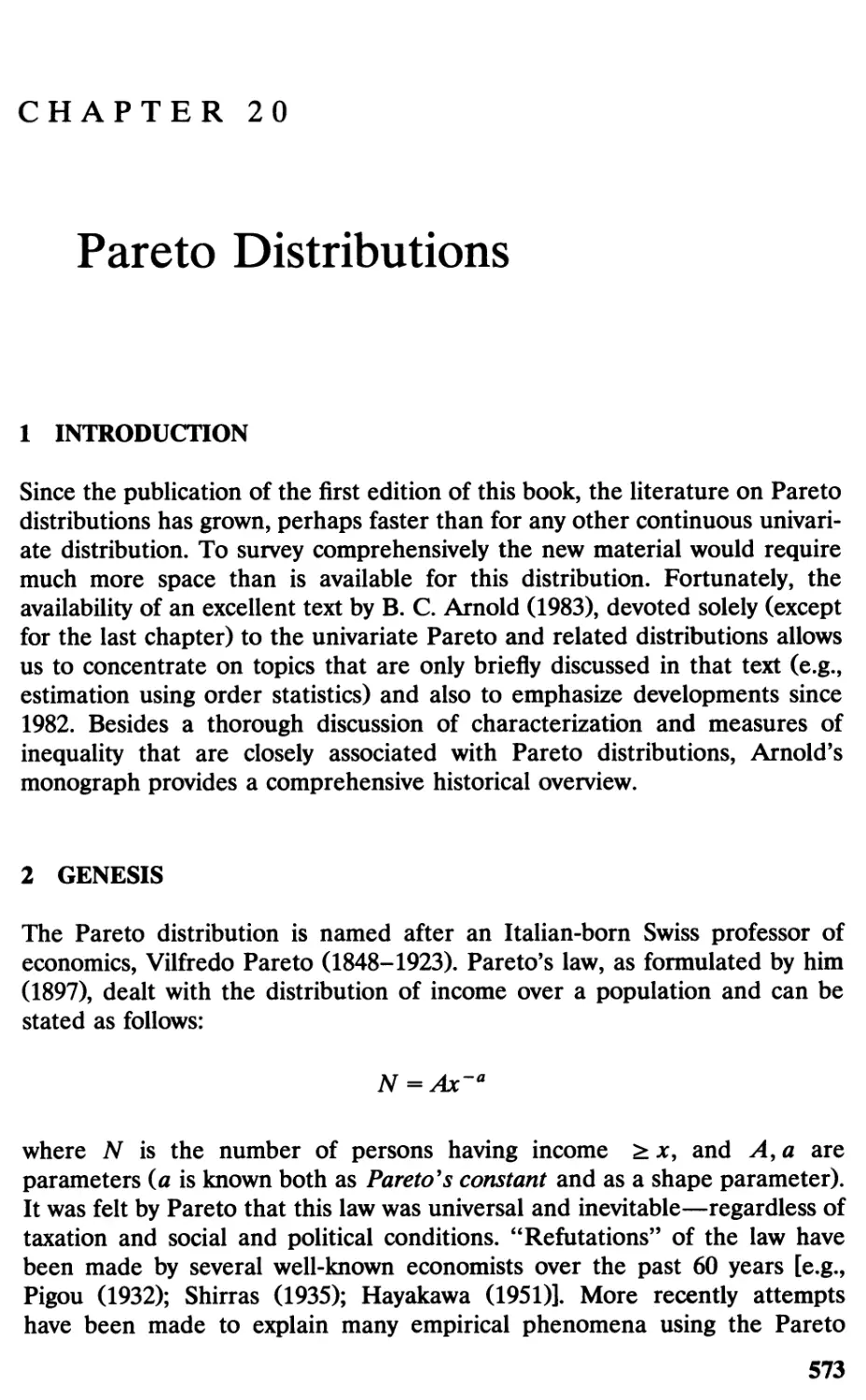 20 Pareto Distributions,573
2 Genesis, 573