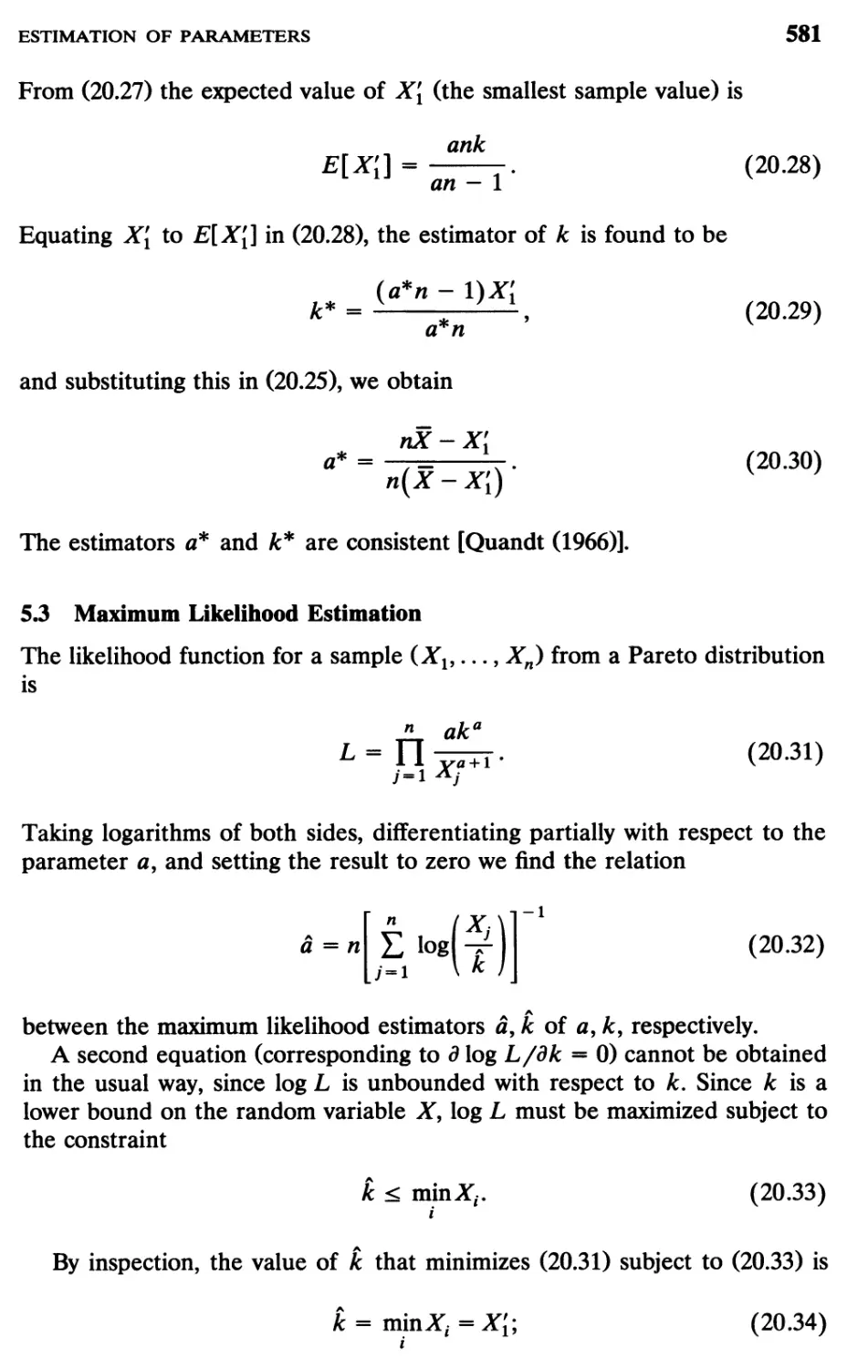 5.3 Maximum Likelihood Estimation, 581