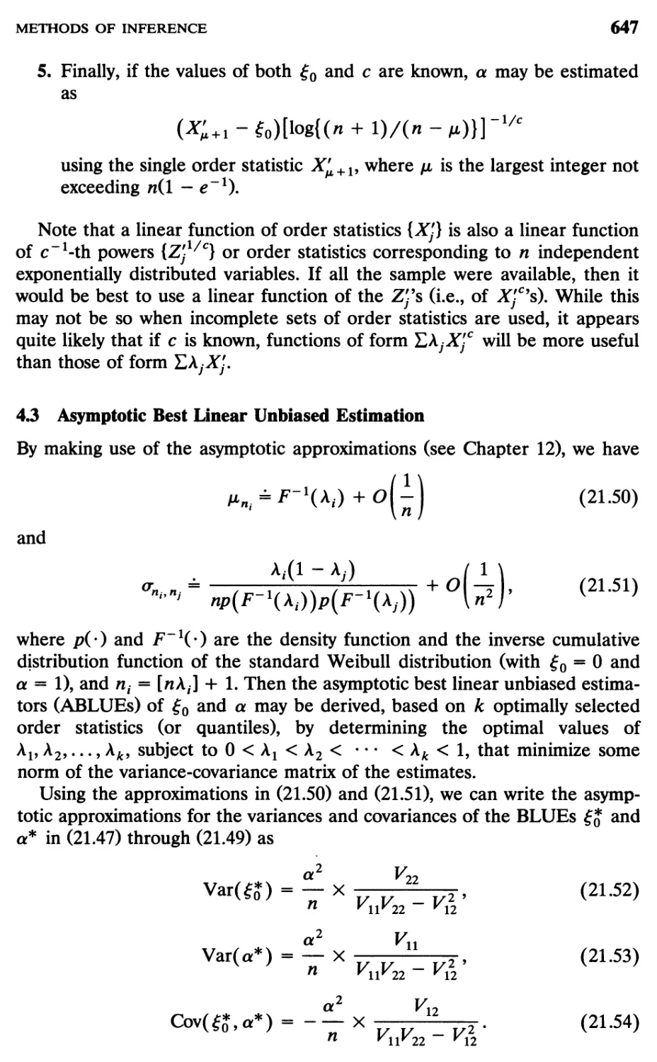 4.3 Asymptotic Best Linear Unbiased Estimation, 647