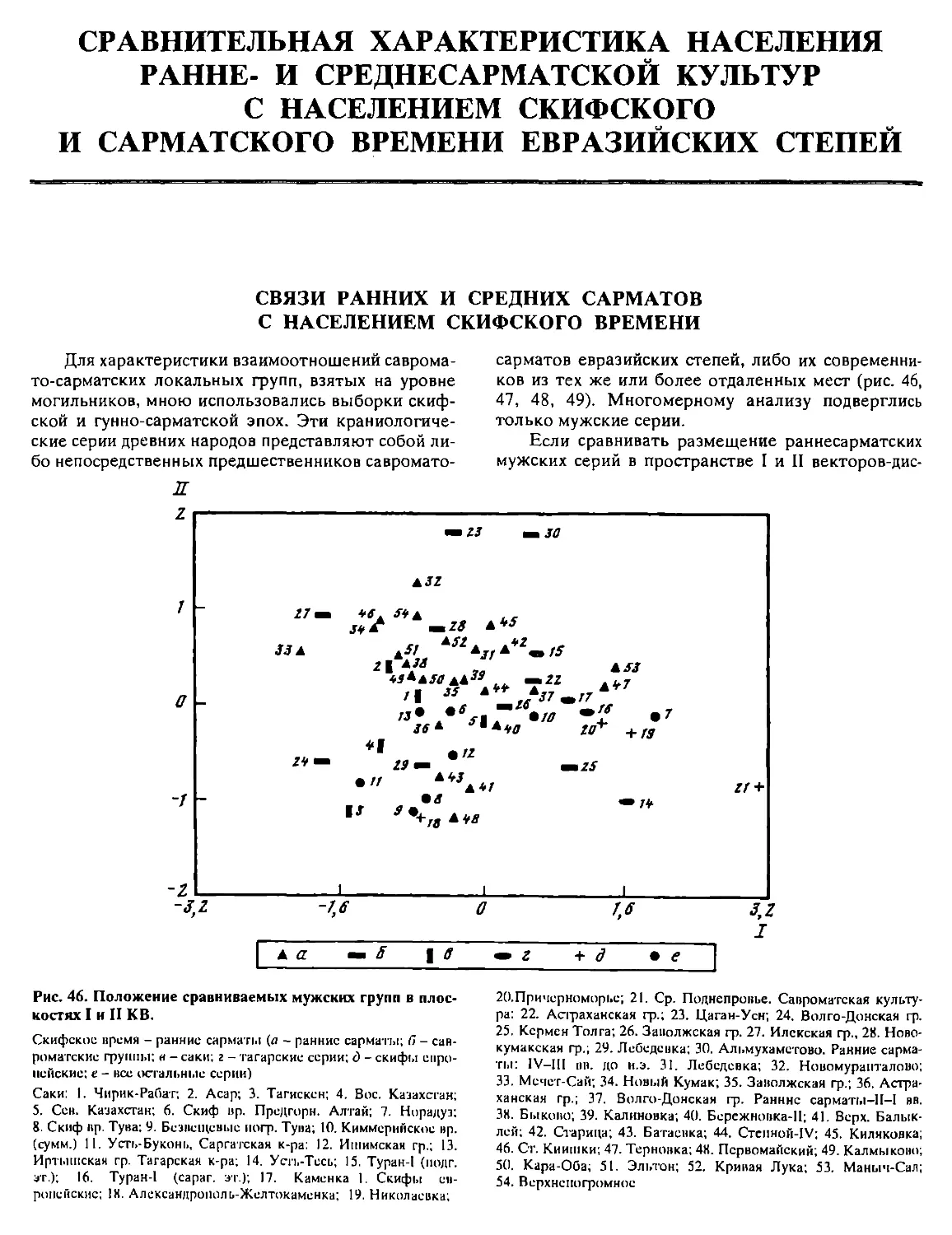 Сравнительная характеристика населения ранне- и среднесарматской культур с населением скифского и сарматского времени евразийских степей