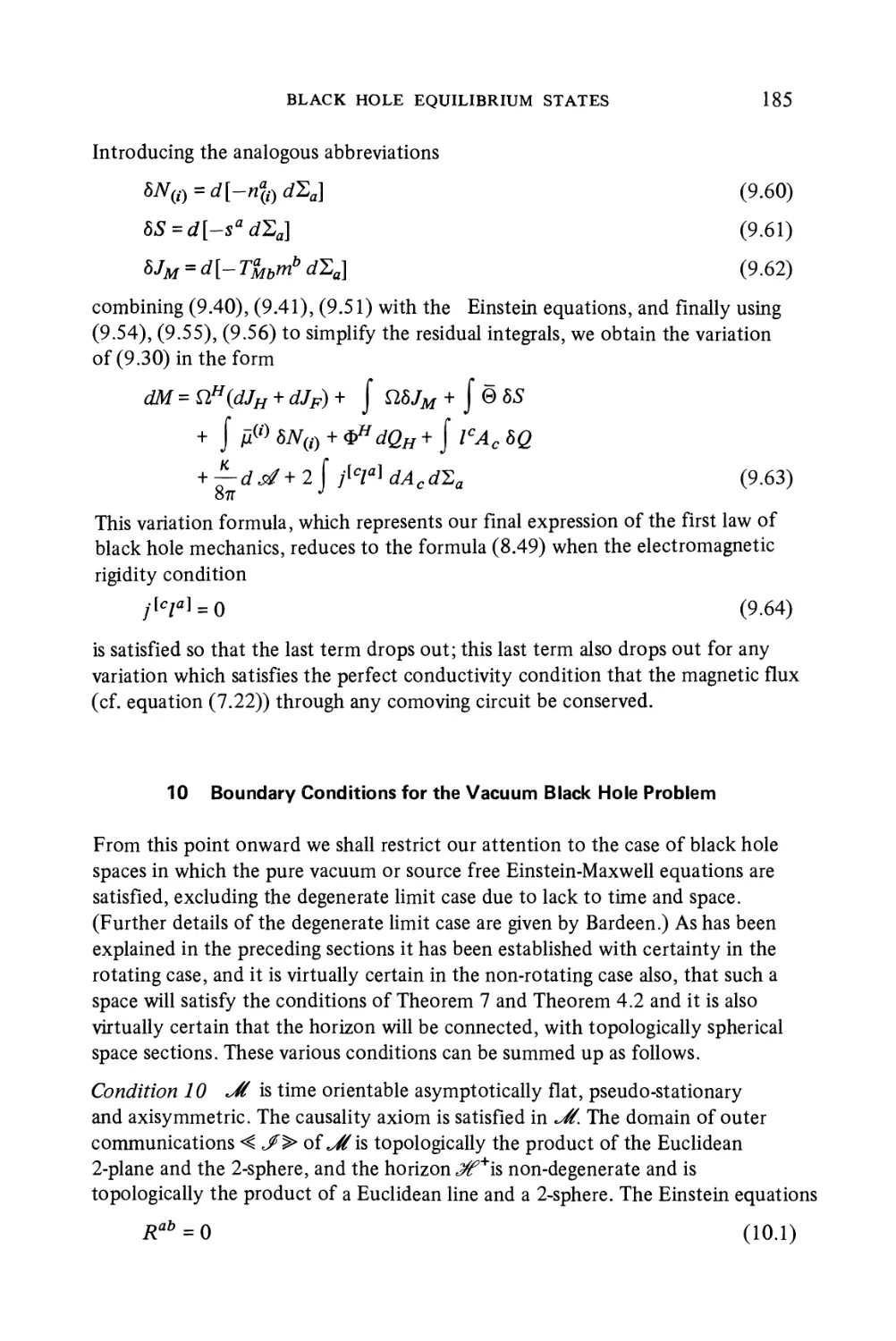 10 Boundary Conditions for the Vacuum Black Hole Problem