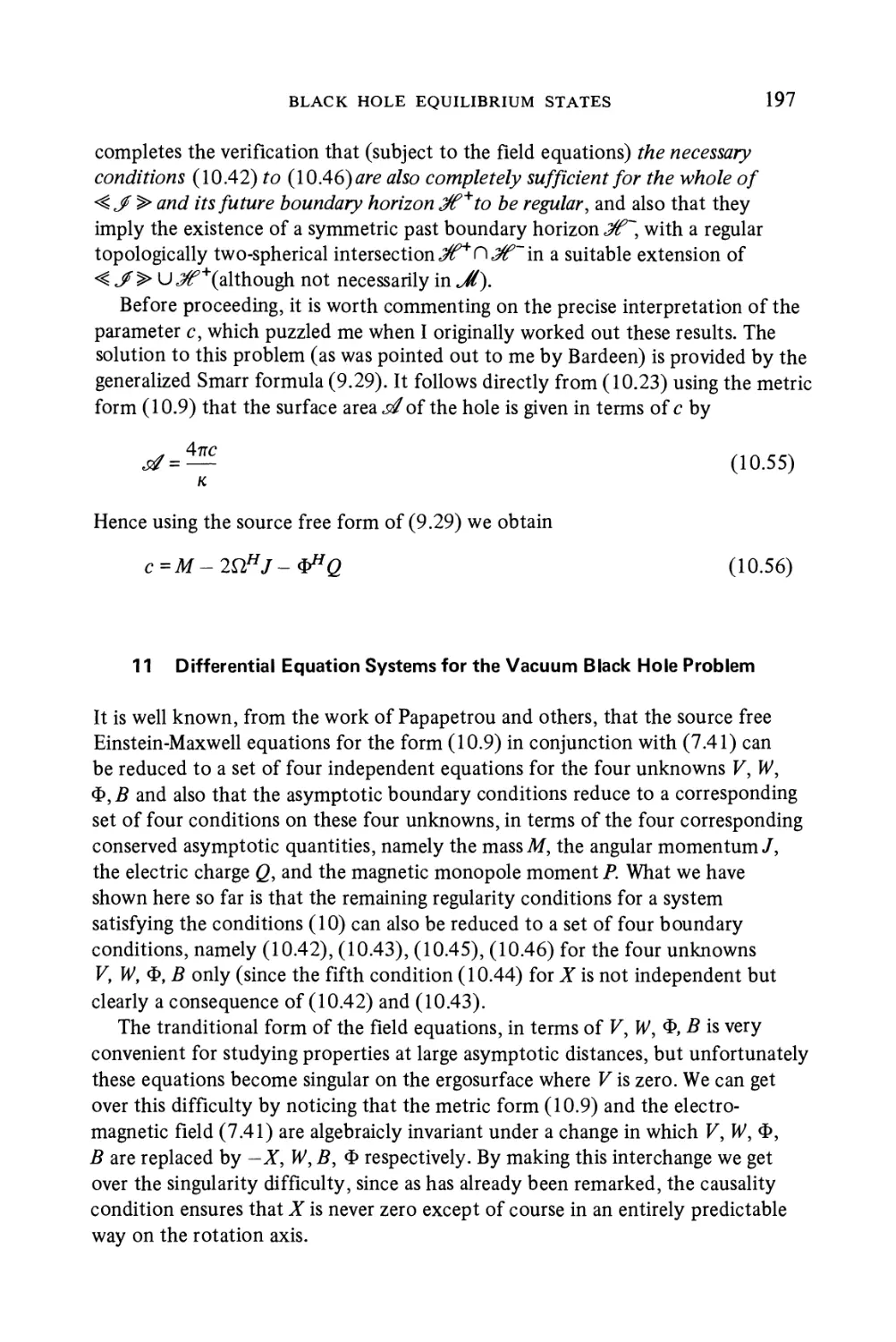 11 Differential Equation Systems for the Vacuum Black Hole Problem