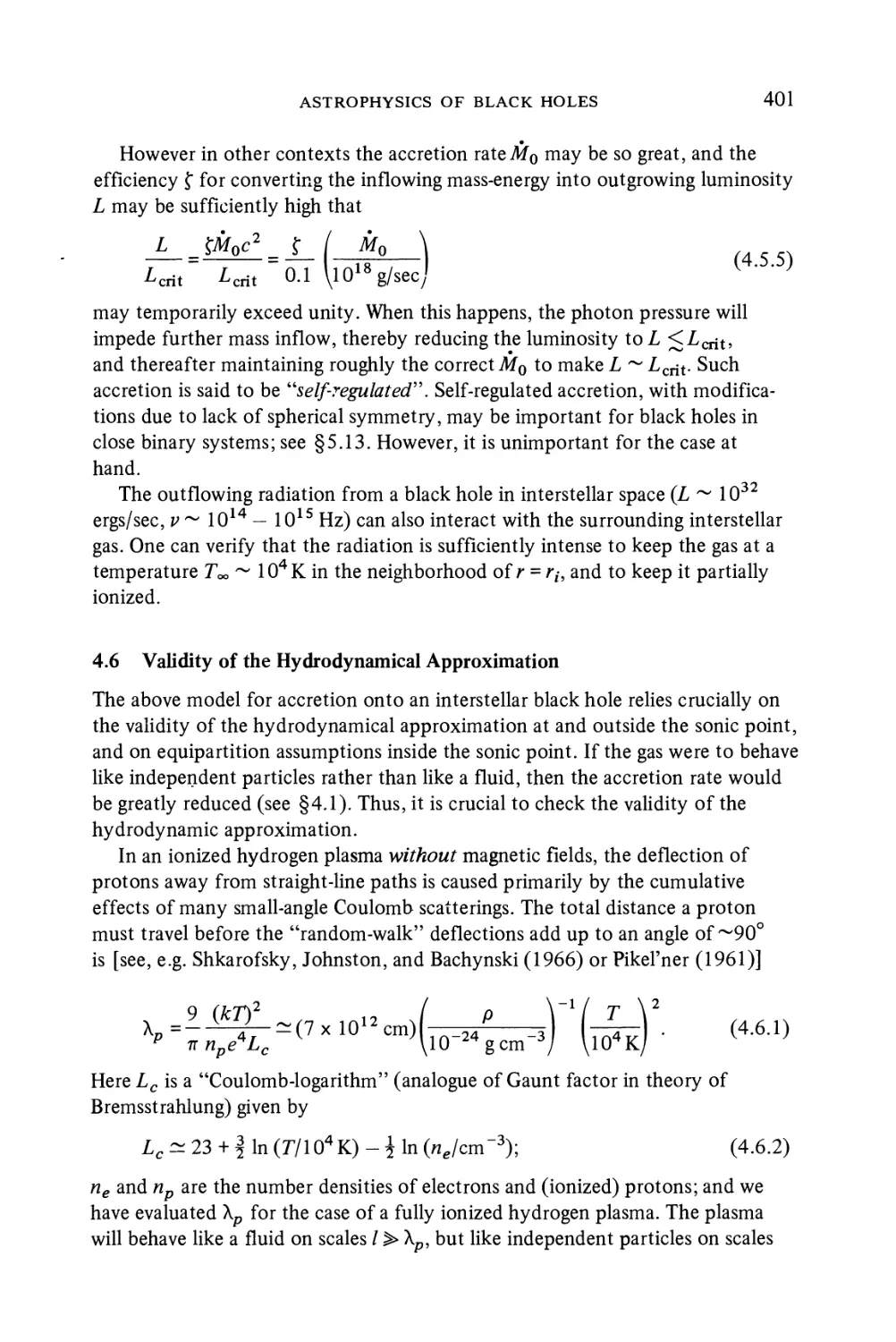 4.6 Validity of the Hydrodynamical Approximation