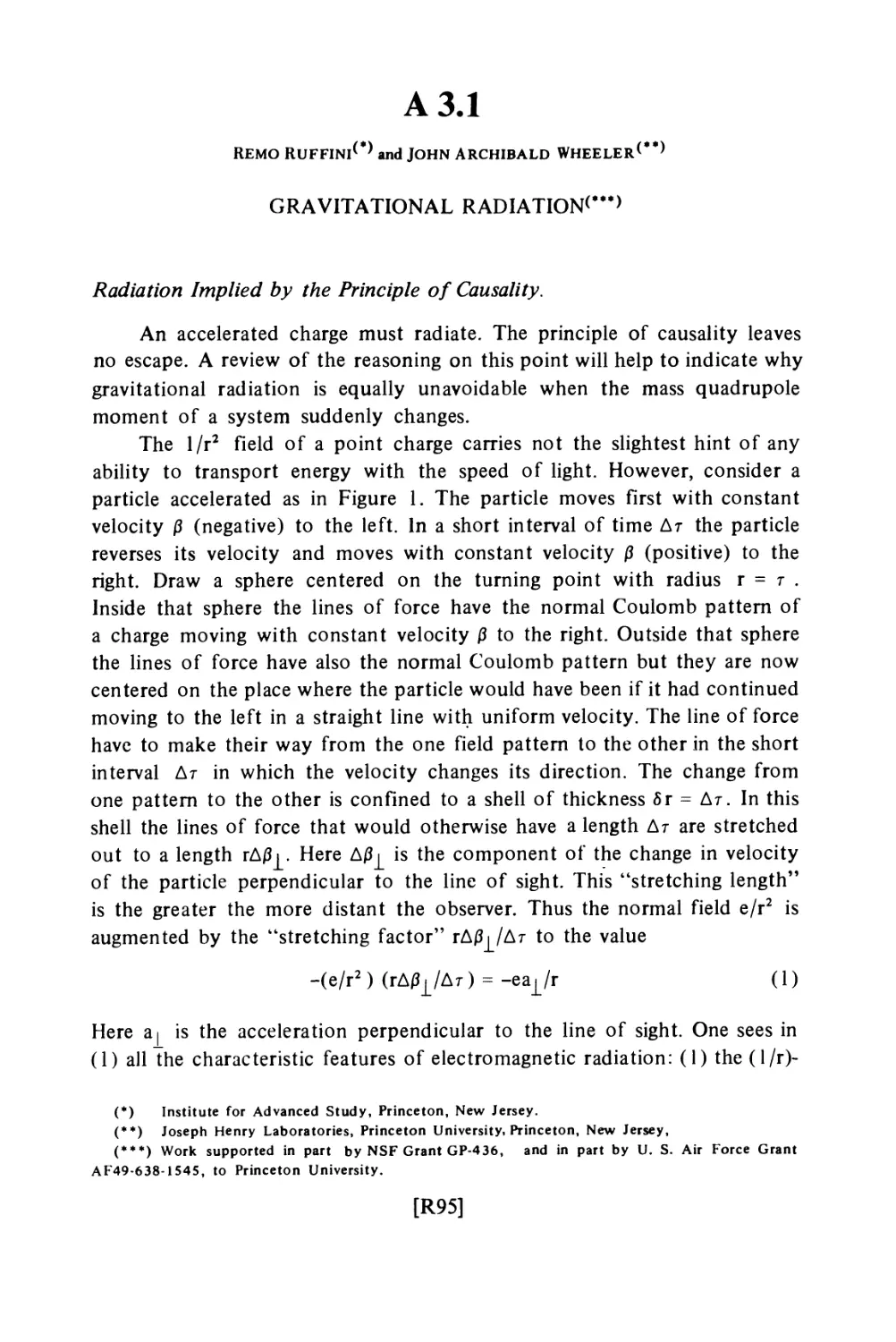 Appendix 3.1 Gravitational Radiation / R. Ruffini and J. A. Wheeler