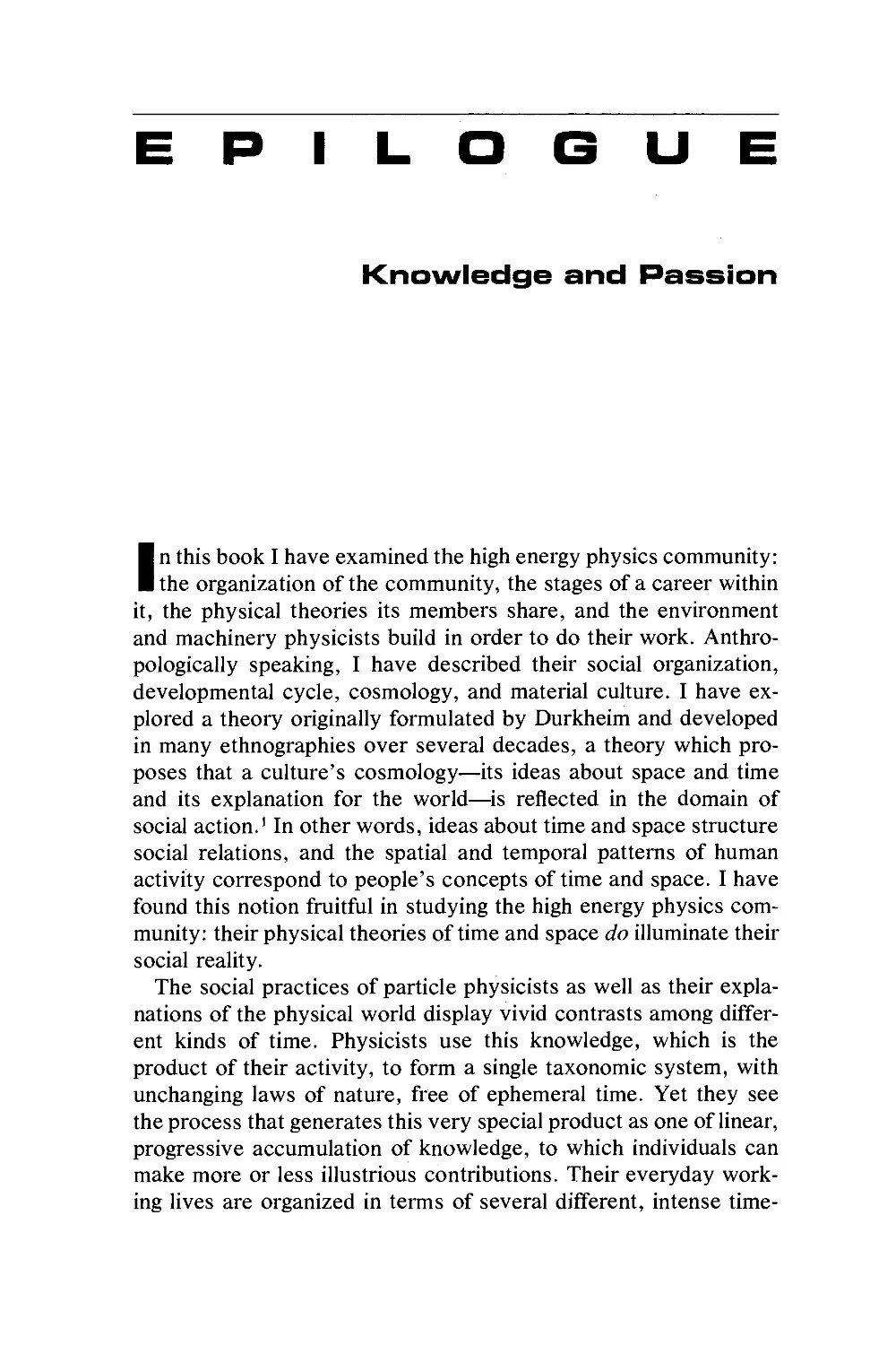 Epilogue: Knowledge and Passion