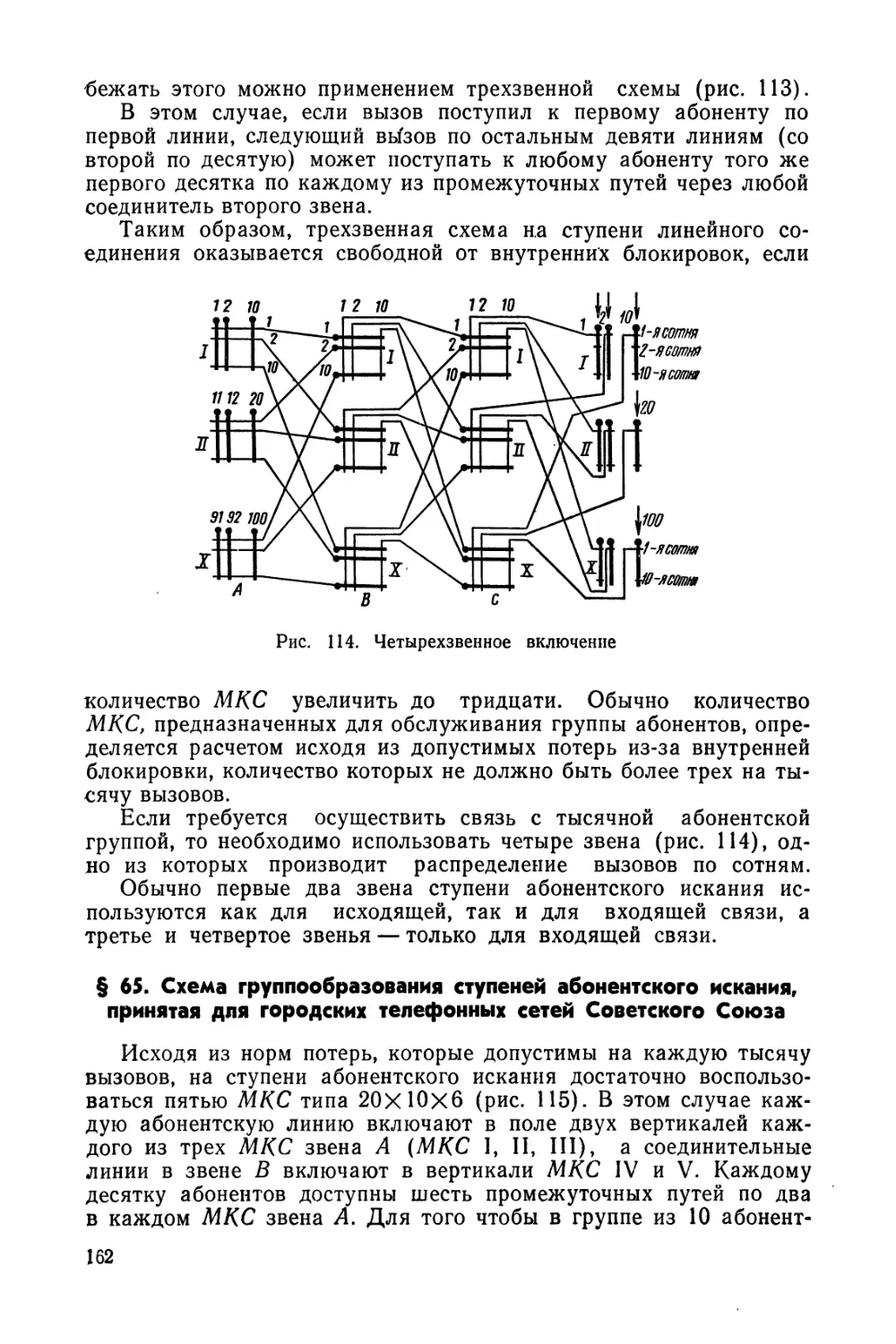 § 65. Схема группообразования ступеней абонентского искания, принятая для городских телефонных сетей Советского Союза