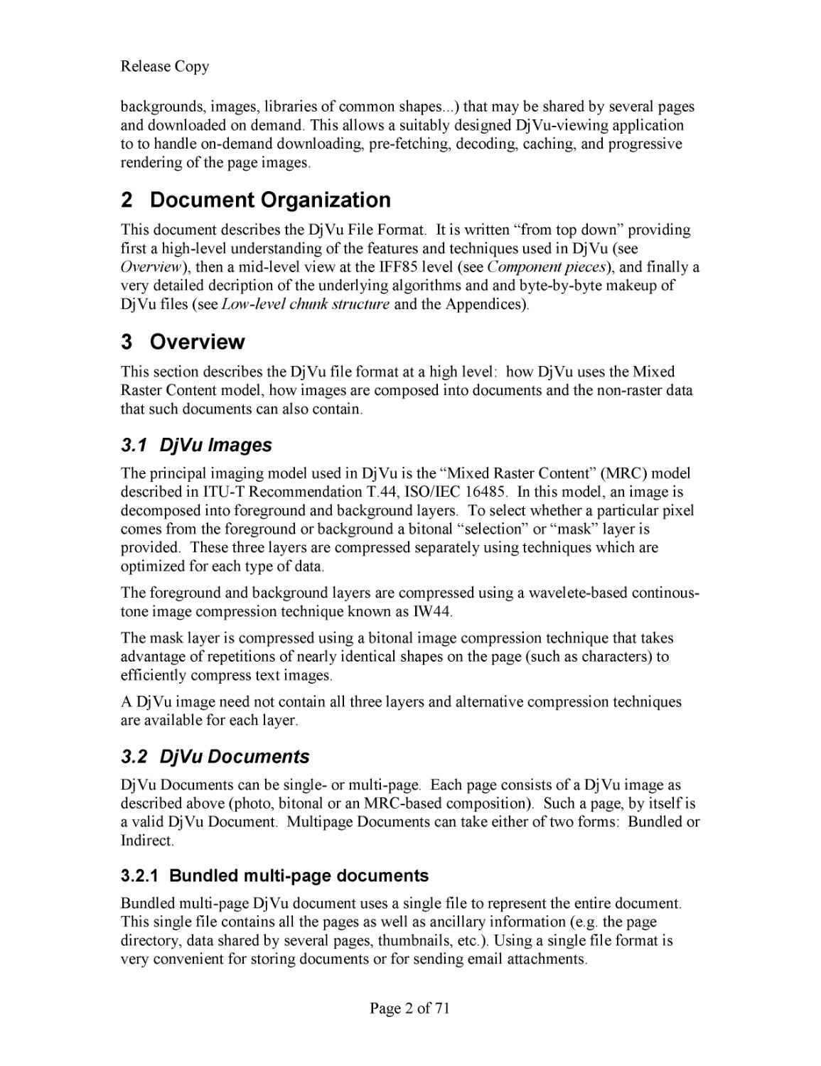 Document organization
Overview