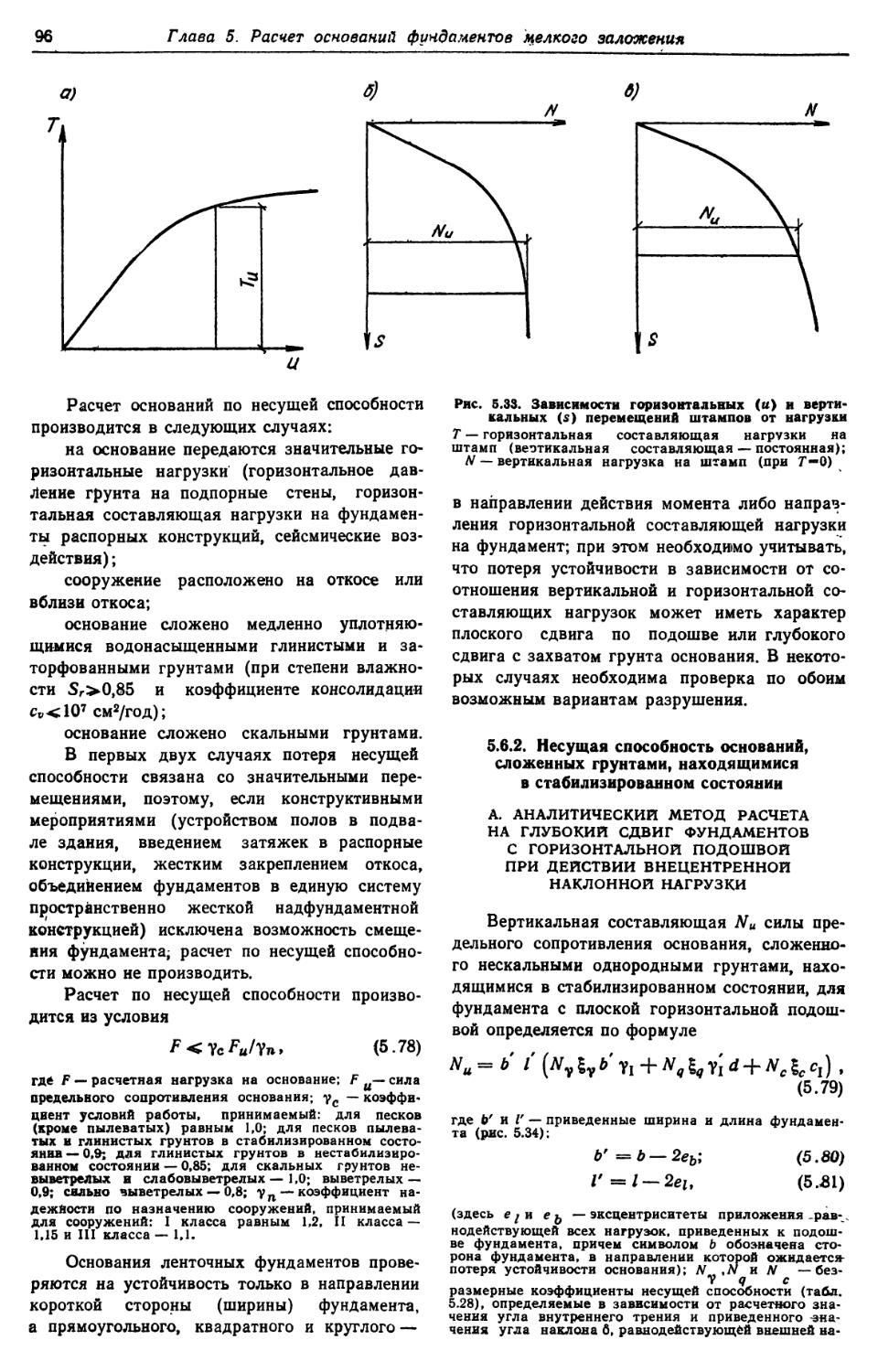 5.6.2. Несущая способность оснований, сложенных грунтами, находящимися в стабилизированном состоянии