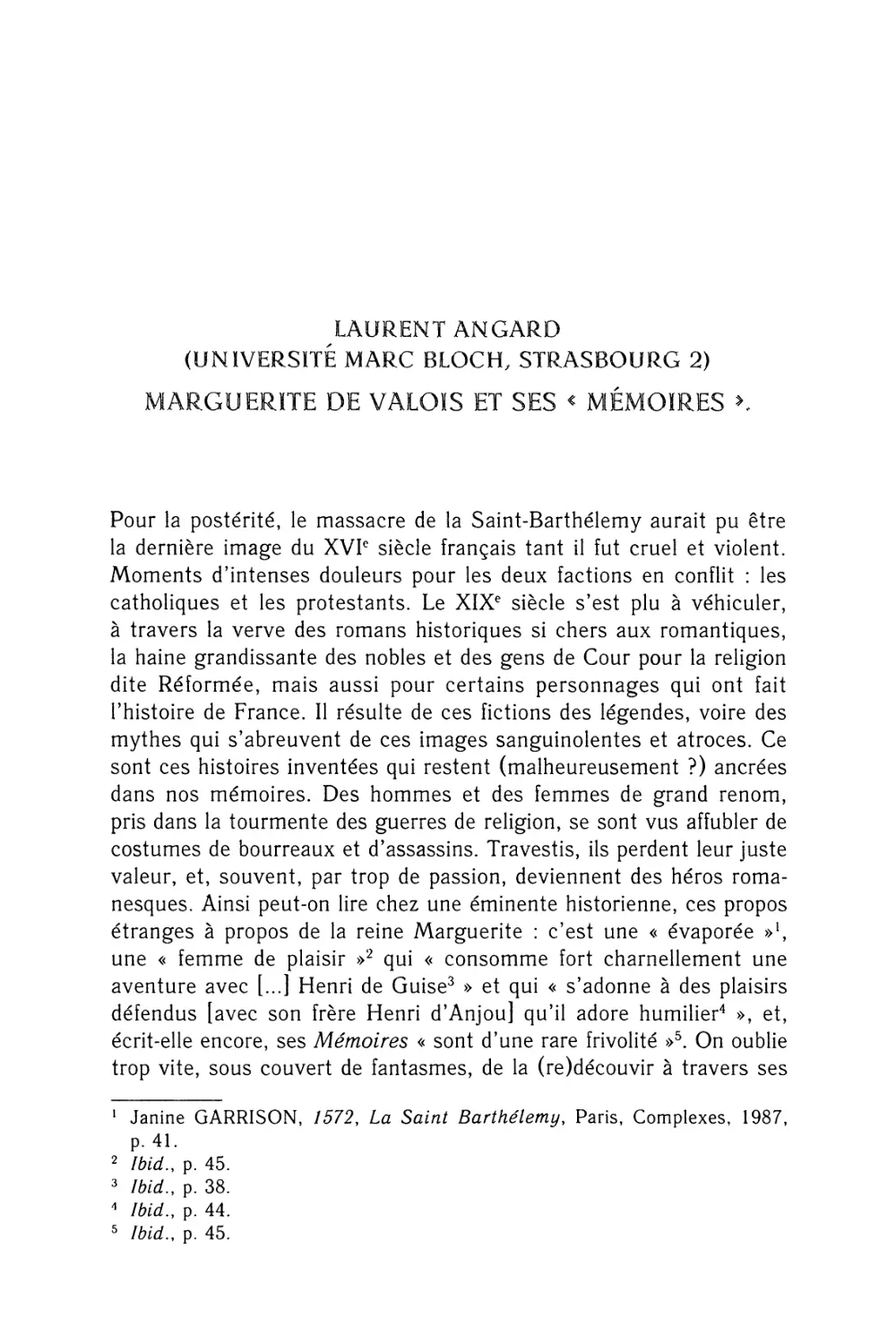 Laurent Angard. Marguerite de Valois et ses «Mémoires»