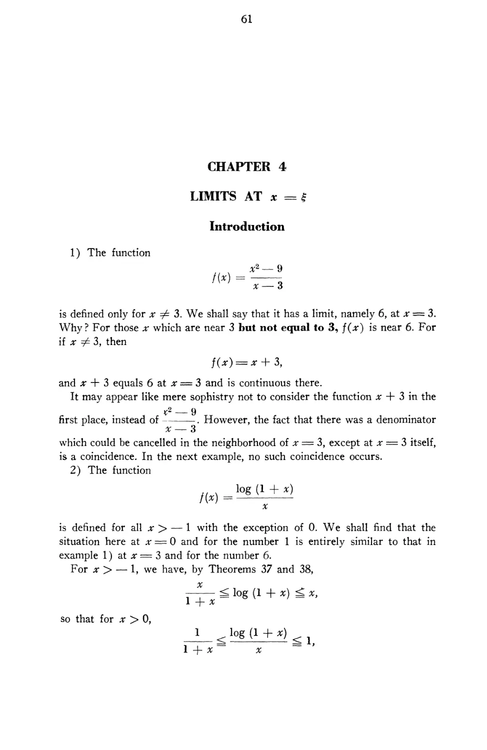 Chapter 4 Limits as $x=\xi$