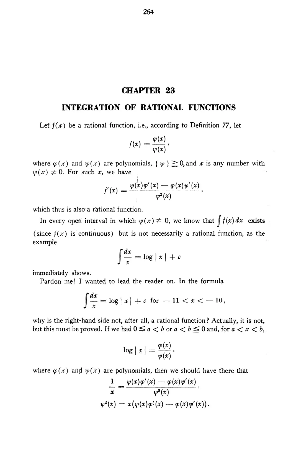 Chapter 23 The Integration of Rational Functions