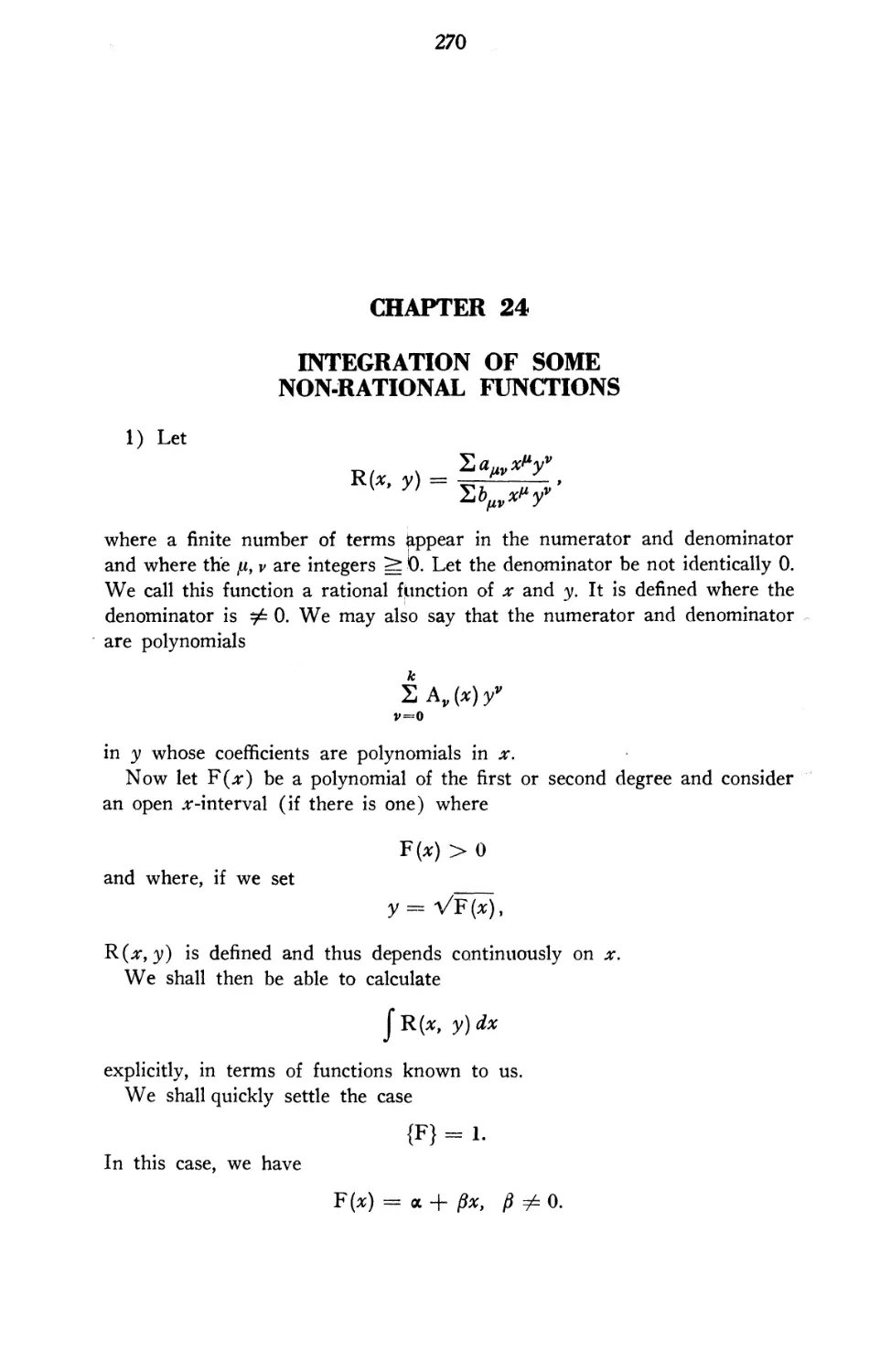 Chapter 24 The Integration of Certain Non-rational Functions