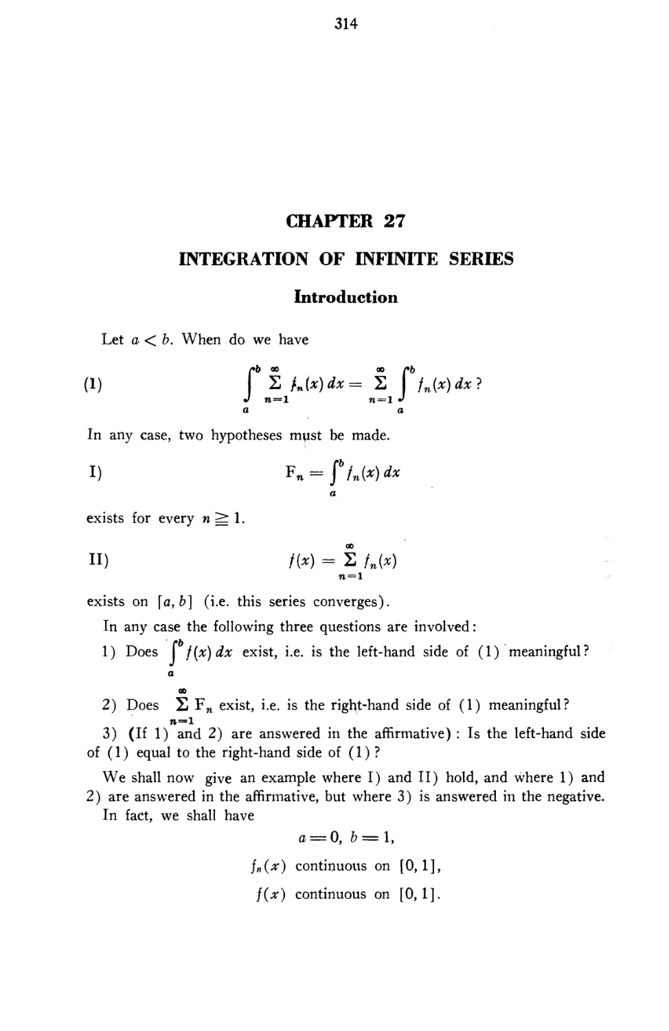 Chapter 27 The Integration of Infinite Series